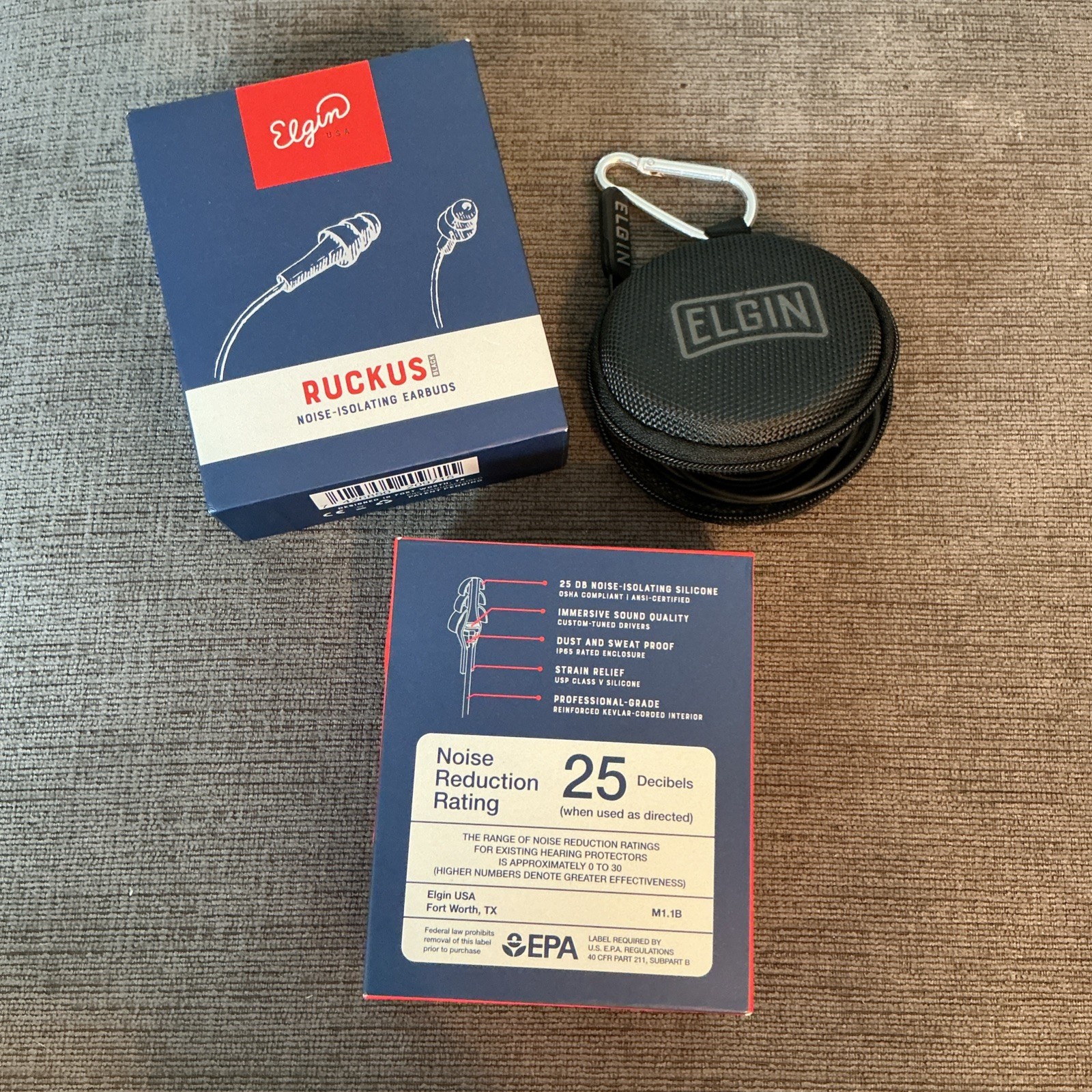 Elgin Ruckus Earplug/Earbuds 25db OSHA Noise Reduction In-Ear Headphones Wired
