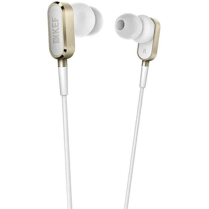 KEF M100 Hi-Fi Earbuds – Sunset Orange/Champagne White – Mint Condition