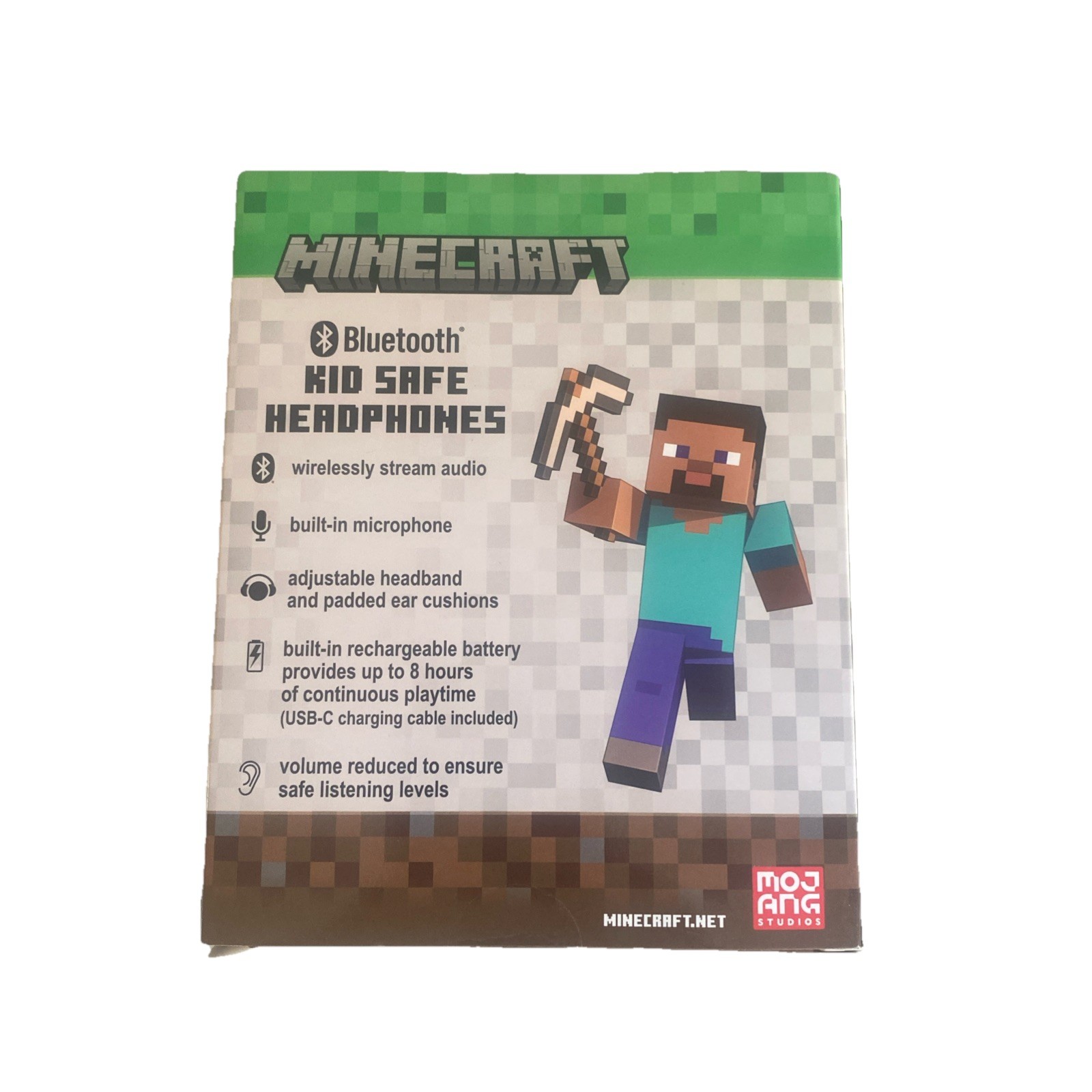 MINECRAFT KID SAFE HEADPHONES BLUETOOTH ADJUSTABLE HEADBAND NEW FREE SHIPPING