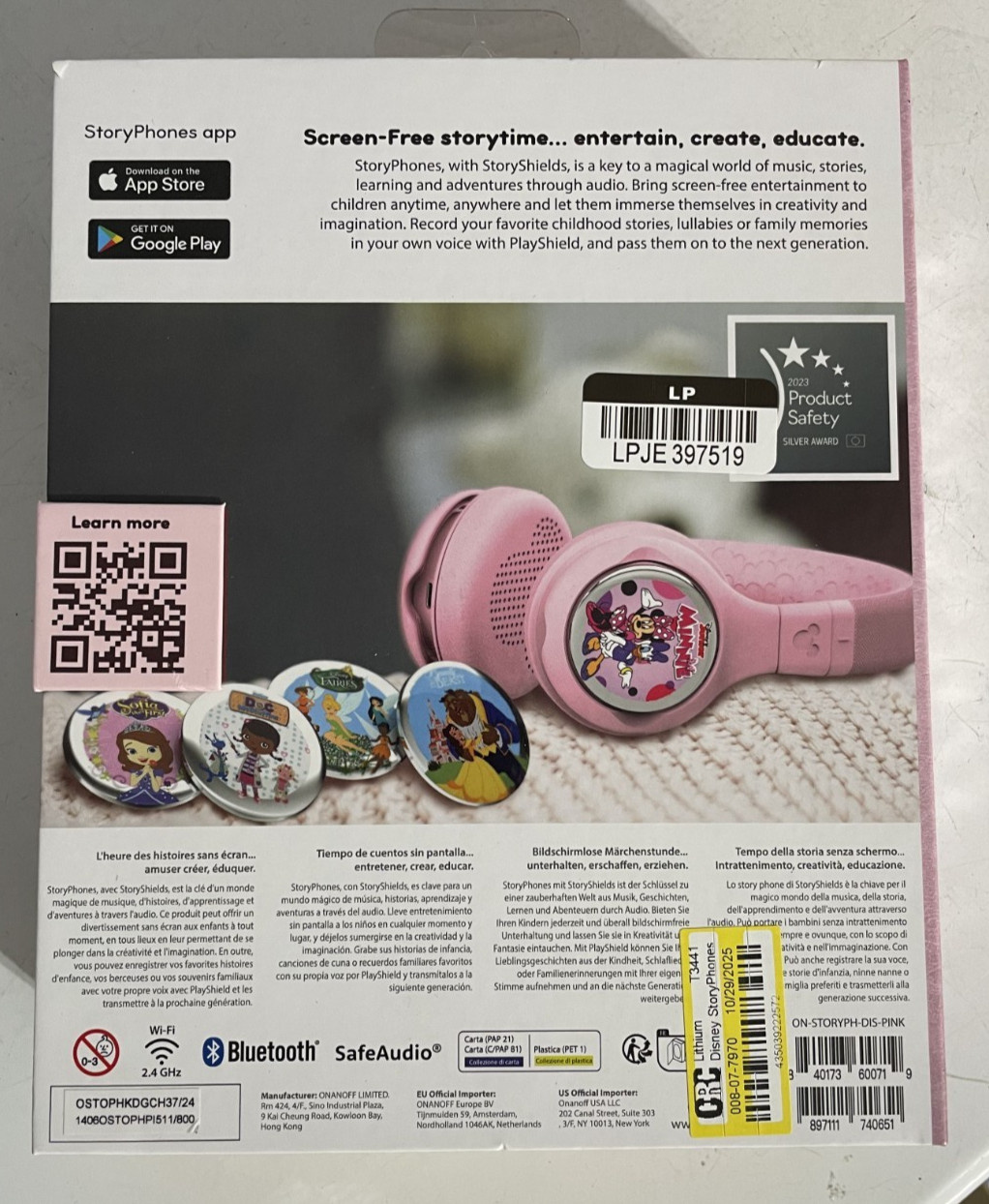 Disney Story Phones Storytelling Headphones for Kids w/ 1 Story Shield Pink