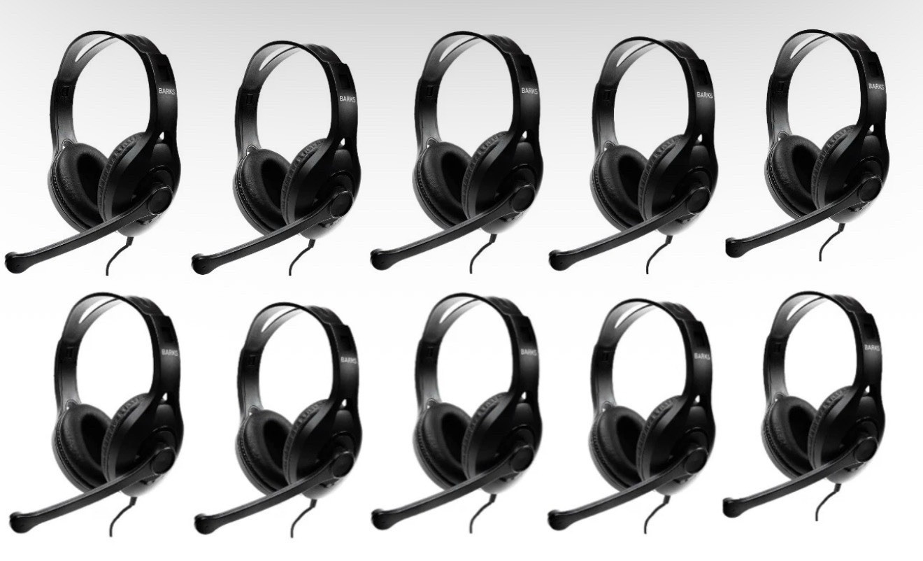 Bulk Classroom Headphones 10 Pack w/ Microphone Premium On-Ear Mic School K-12