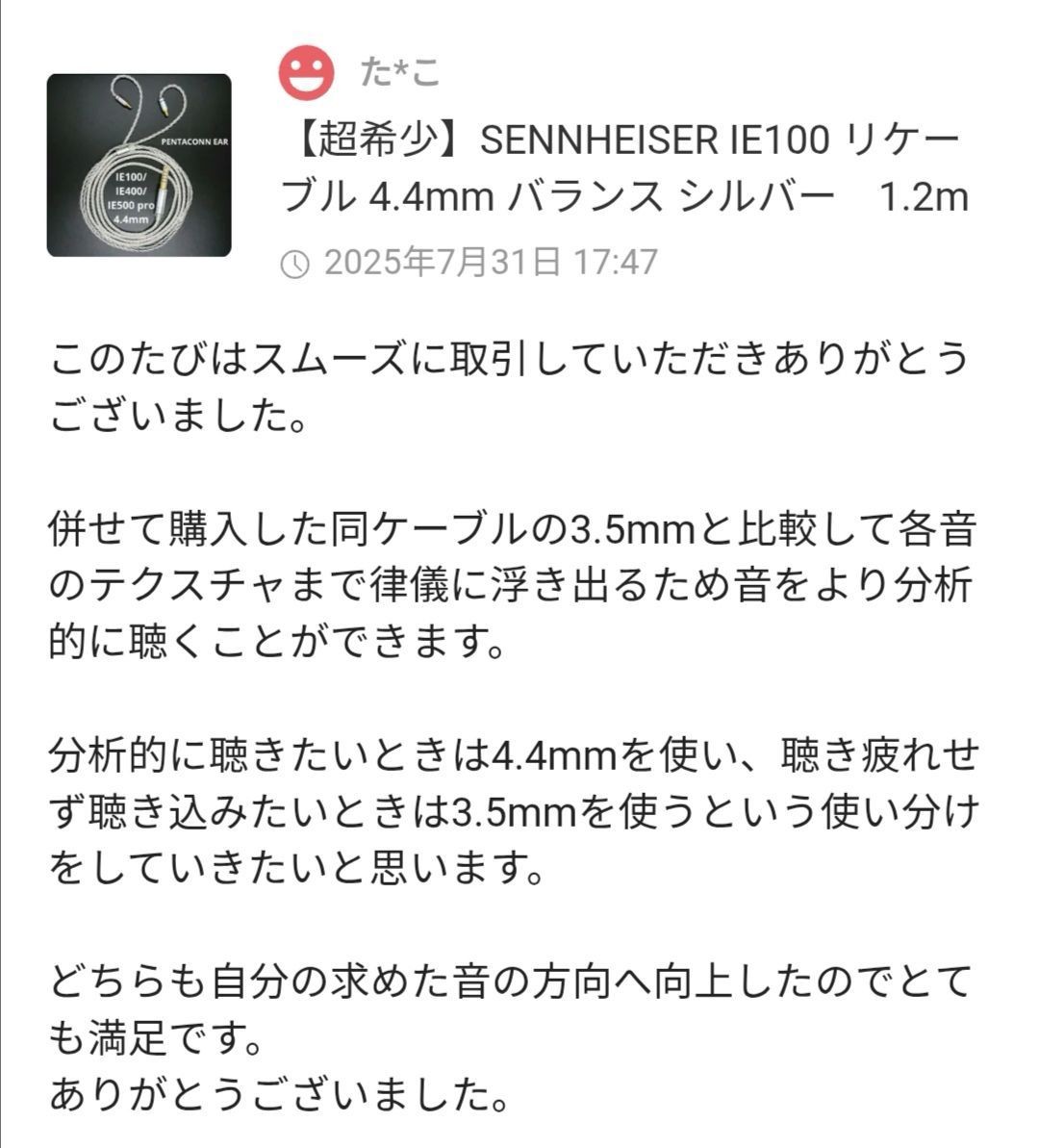 Sennheiser IE100/400/500 PRO Re-cable 35mm Mini Plug Audiophile Upgrade