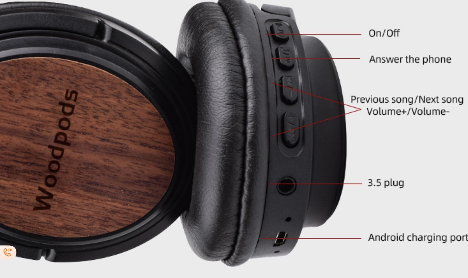 Headphones Over-Ear Wood Walnut Wireless Bluetooth, Woodpods, V5.0 Great Sound!