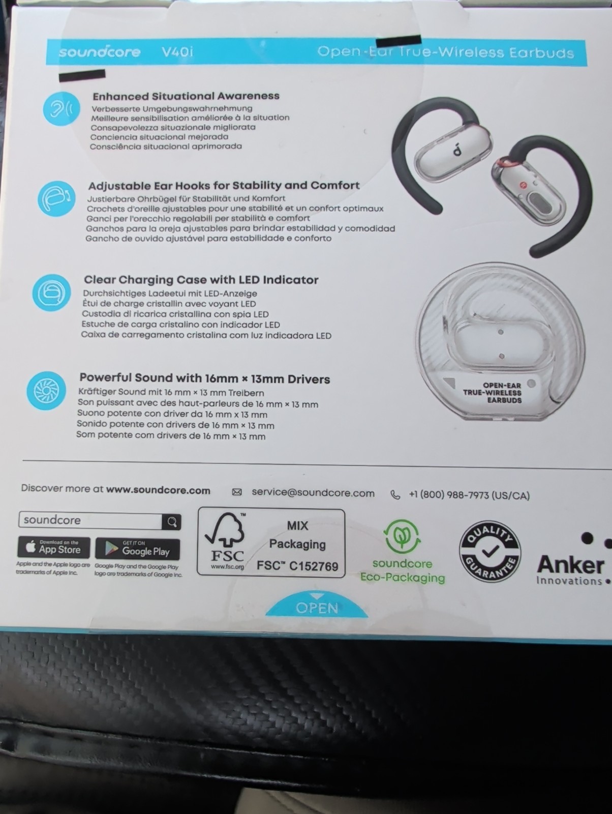Soundcore V40i Open-Ear Headphone Al-Enhanced Clear Calls Sport Headset 21H Play