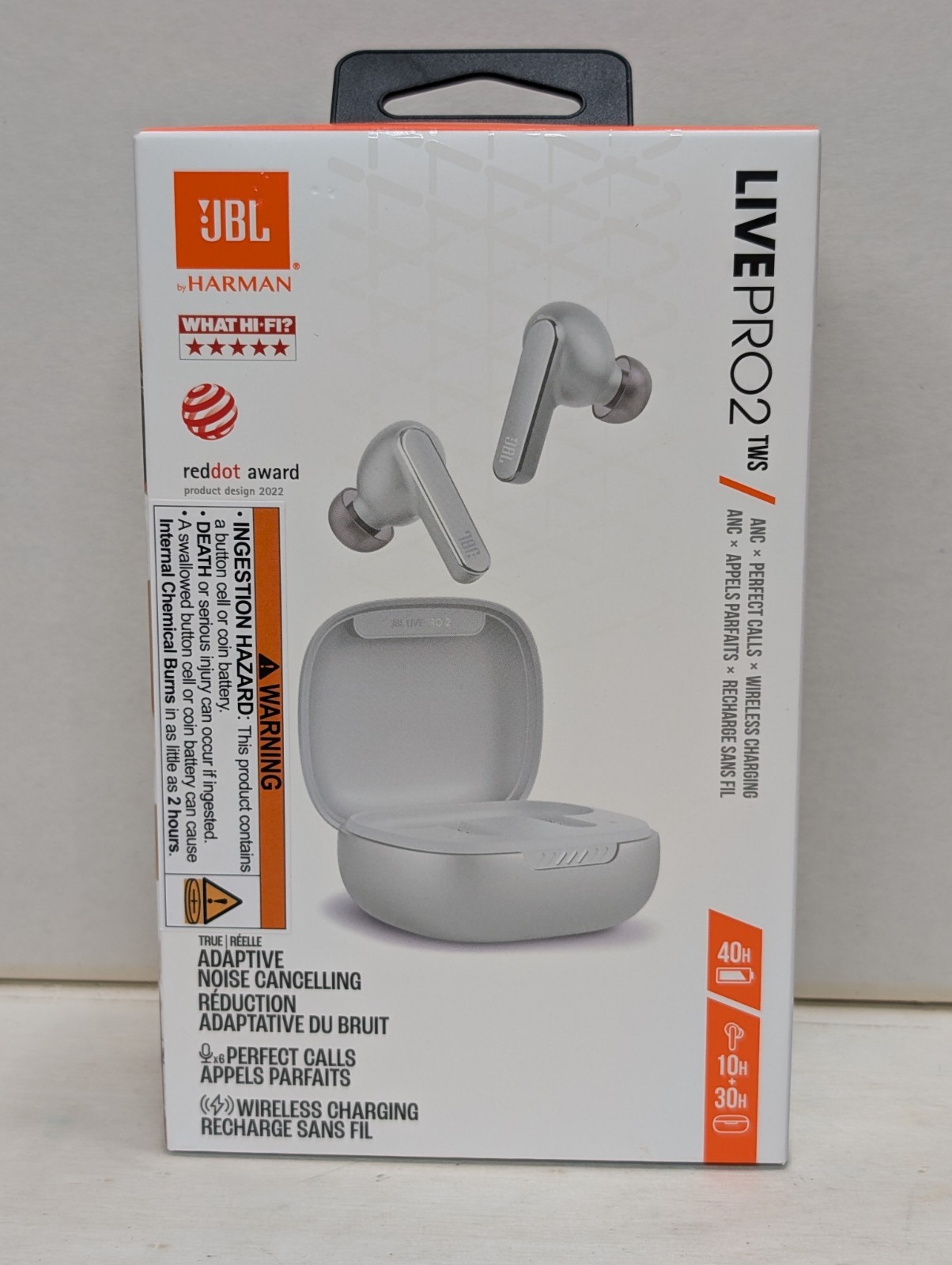 JBL Live Pro 2 Wireless Bluetooth Noise Cancelling Earbuds, Silver Brand New