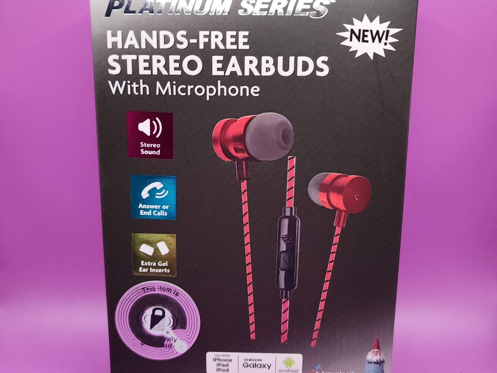 Travelocity Platinum Series Hands-Free Stereo Earbuds with Microphone – Red