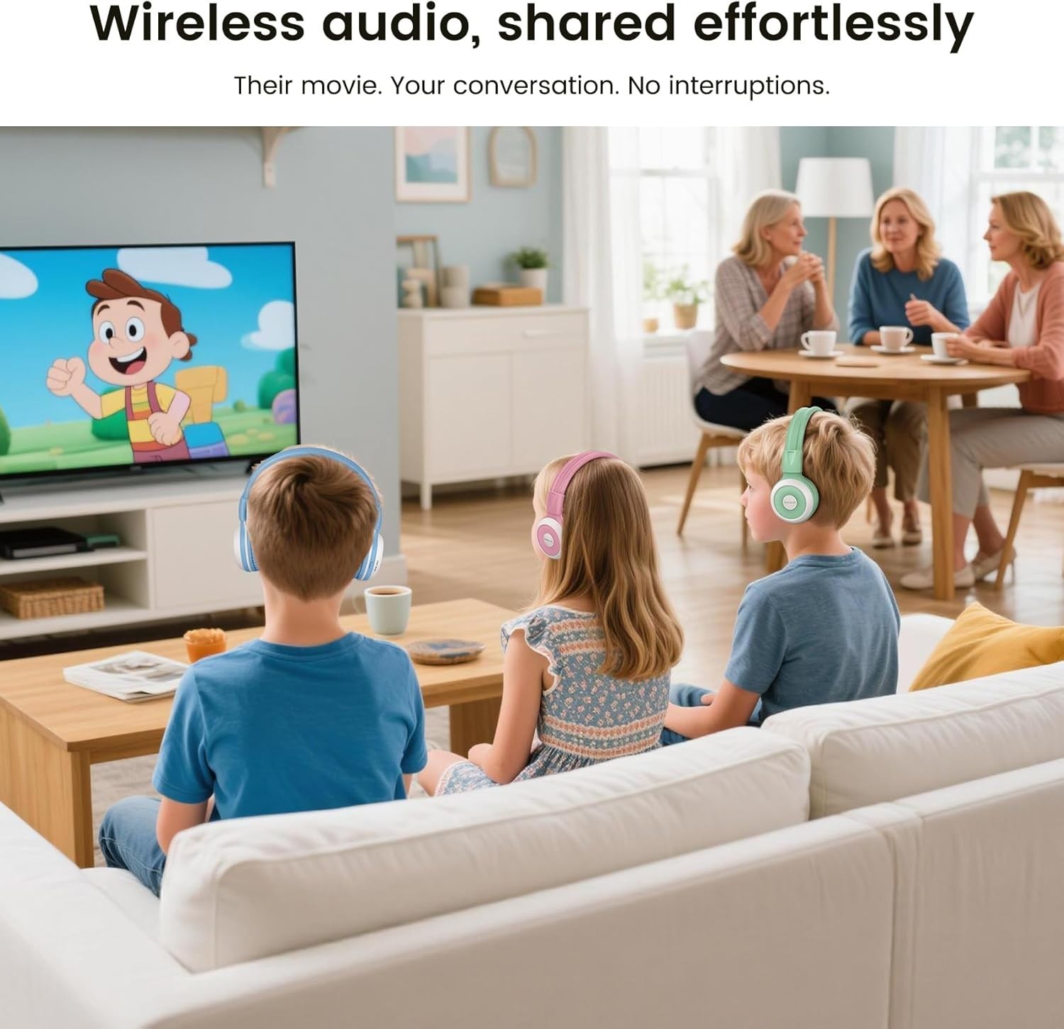 SIMOLIO AuraCast Kids Headphones,Compatible with Any Single Bluetooth devices