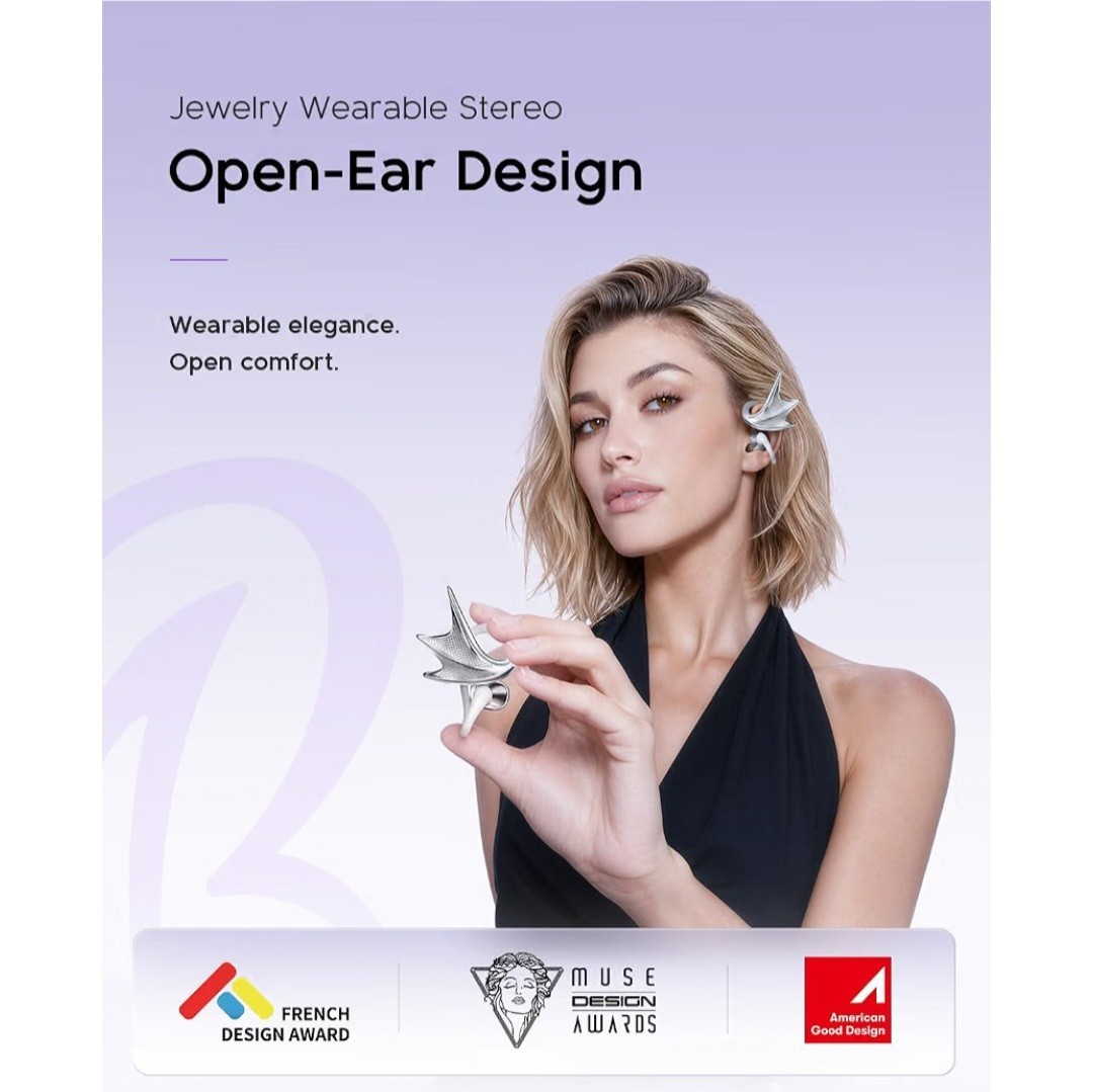 REAL YOUNG H700 Elegant Jewelry-Inspired Open-Ear Earbuds for Women Dragon Wing