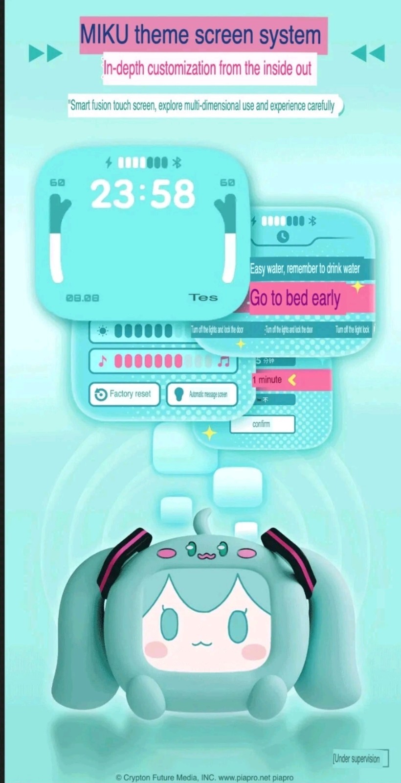 Anime Miku LCD Bluetooth Headphones Touch Screen iPhone Android Hatsune Earbuds