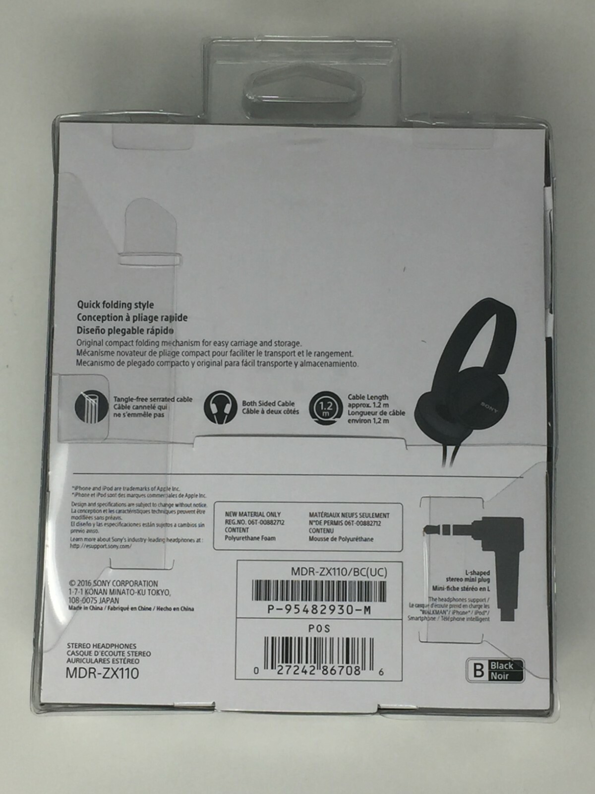 Sony MDRZX110/BLK ZX Series Stereo Headphones, Black