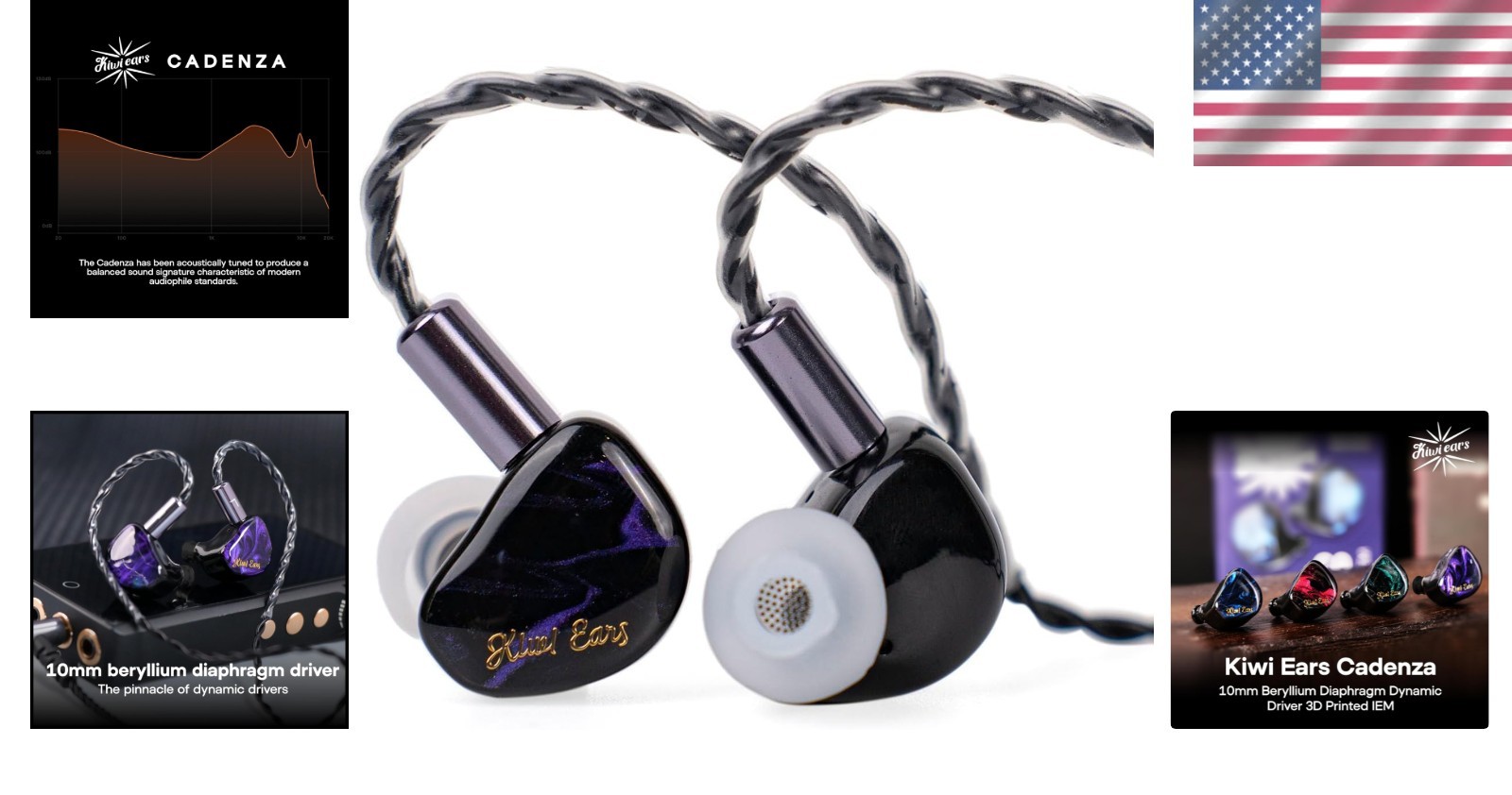 Kiwi Ears Cadenza 10mm Beryllium IEM: Sound in Purple & Detachable Cable