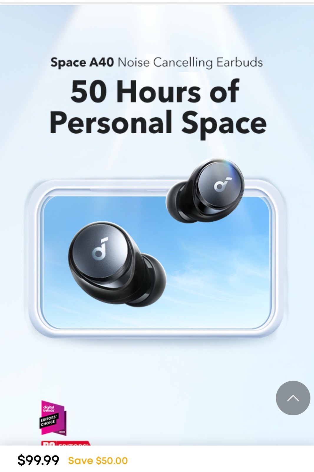 Soundcore by Anker Space A40 Adaptive Active Noise Cancelling Wireless Earbud