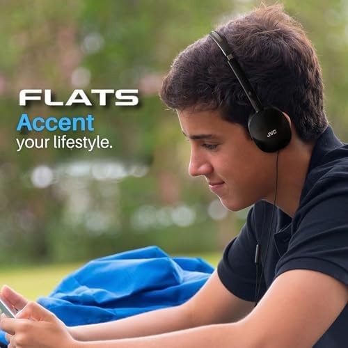 JVC Flats On-Ear Wired Headphones – Flat Foldable Design – 30mm Driver for Po…