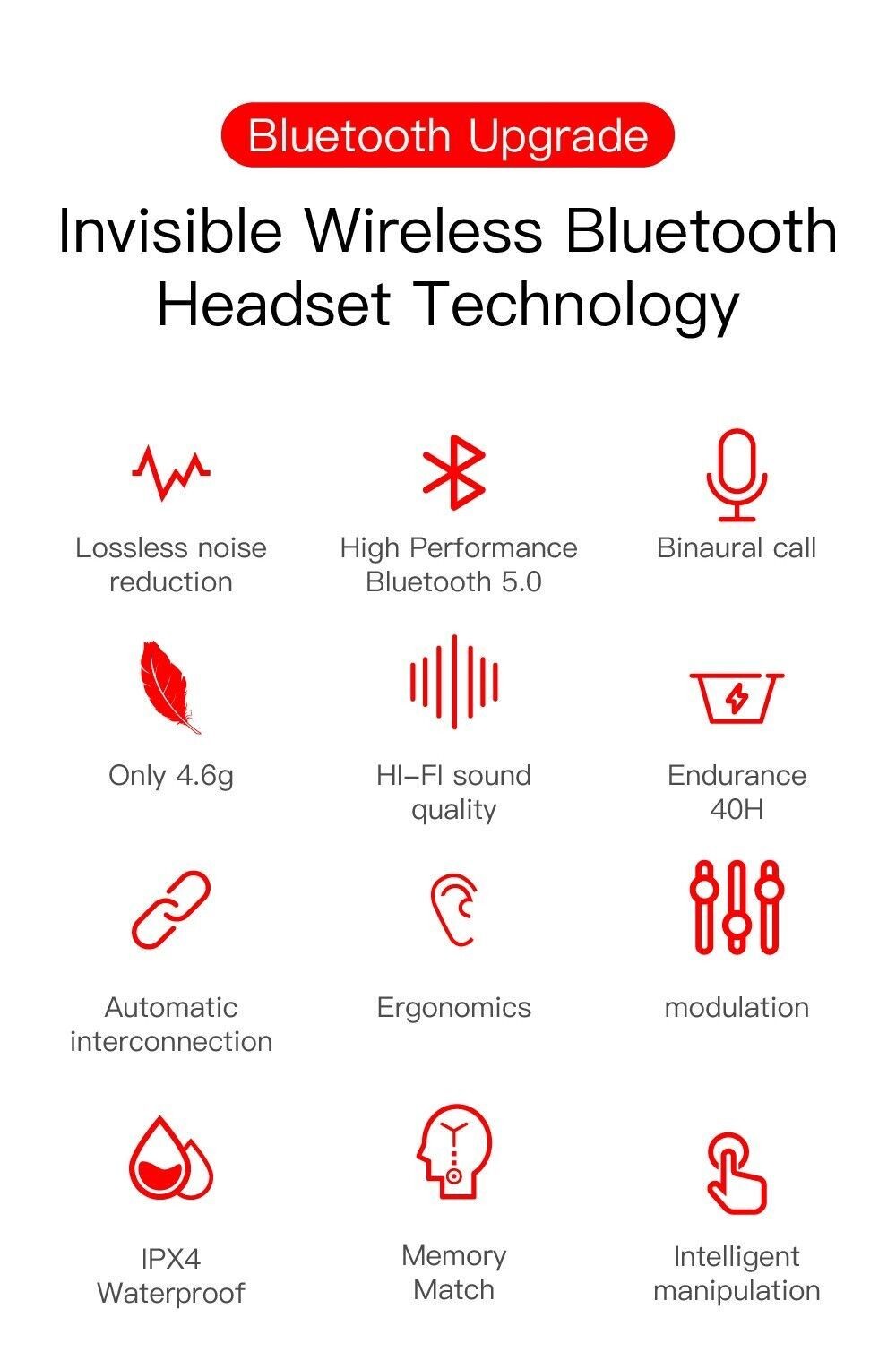 TWS Bluetooth 5.1 Wireless Earbuds Noise Cancelling Waterproof Headset w/ Mic