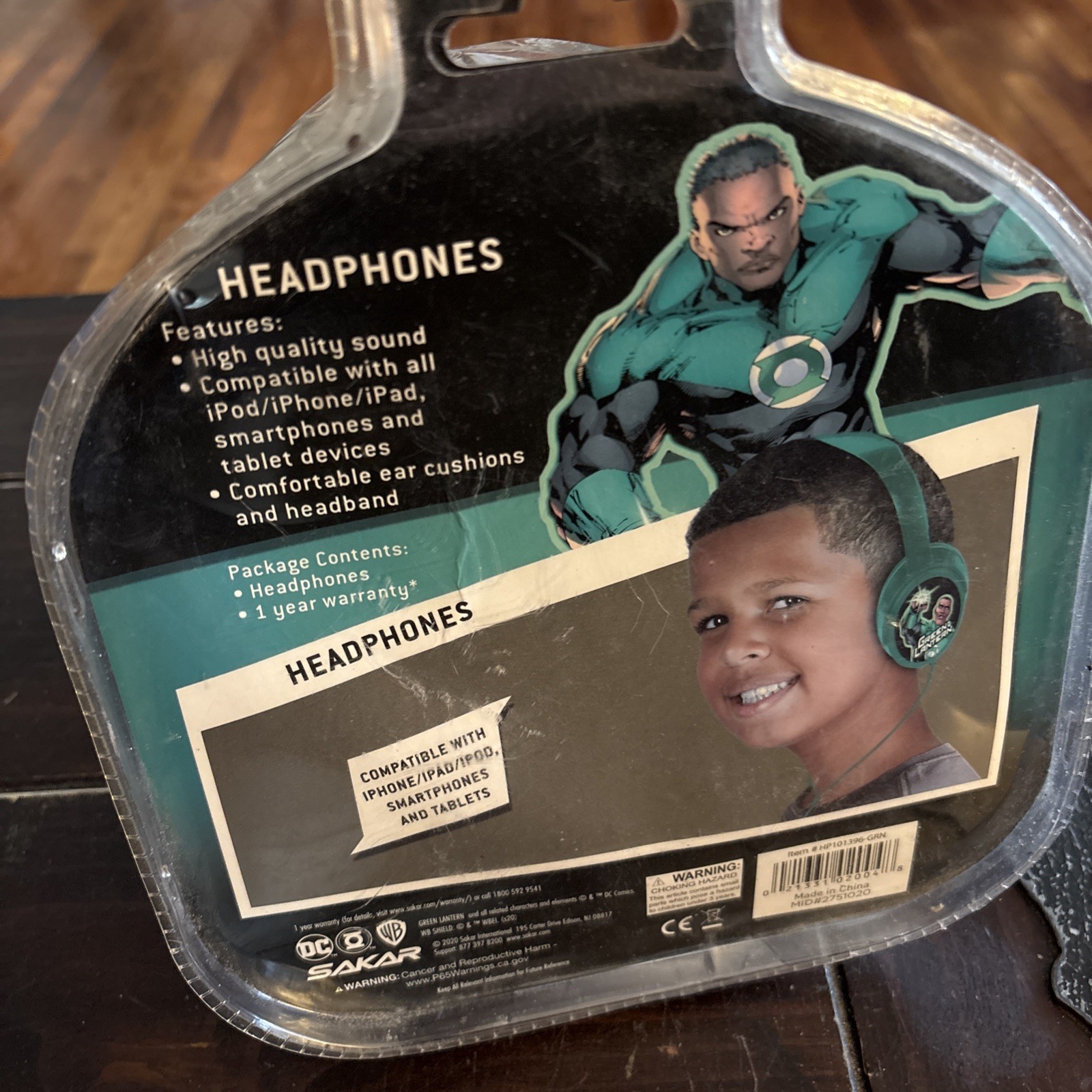 DC Comics Green Lantern Kids Wired Headphones. Sakar 2020. BRAND NEW Damaged Box