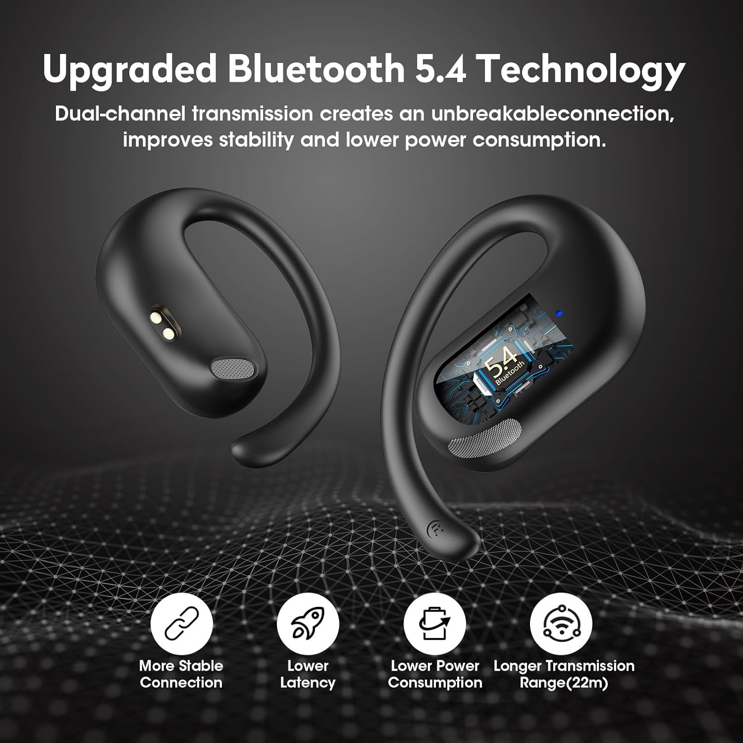 Open Ear Earbuds, 50H Open Ear Headphones Bluetooth 5.4, IPX6 Open Ear Buds Wire