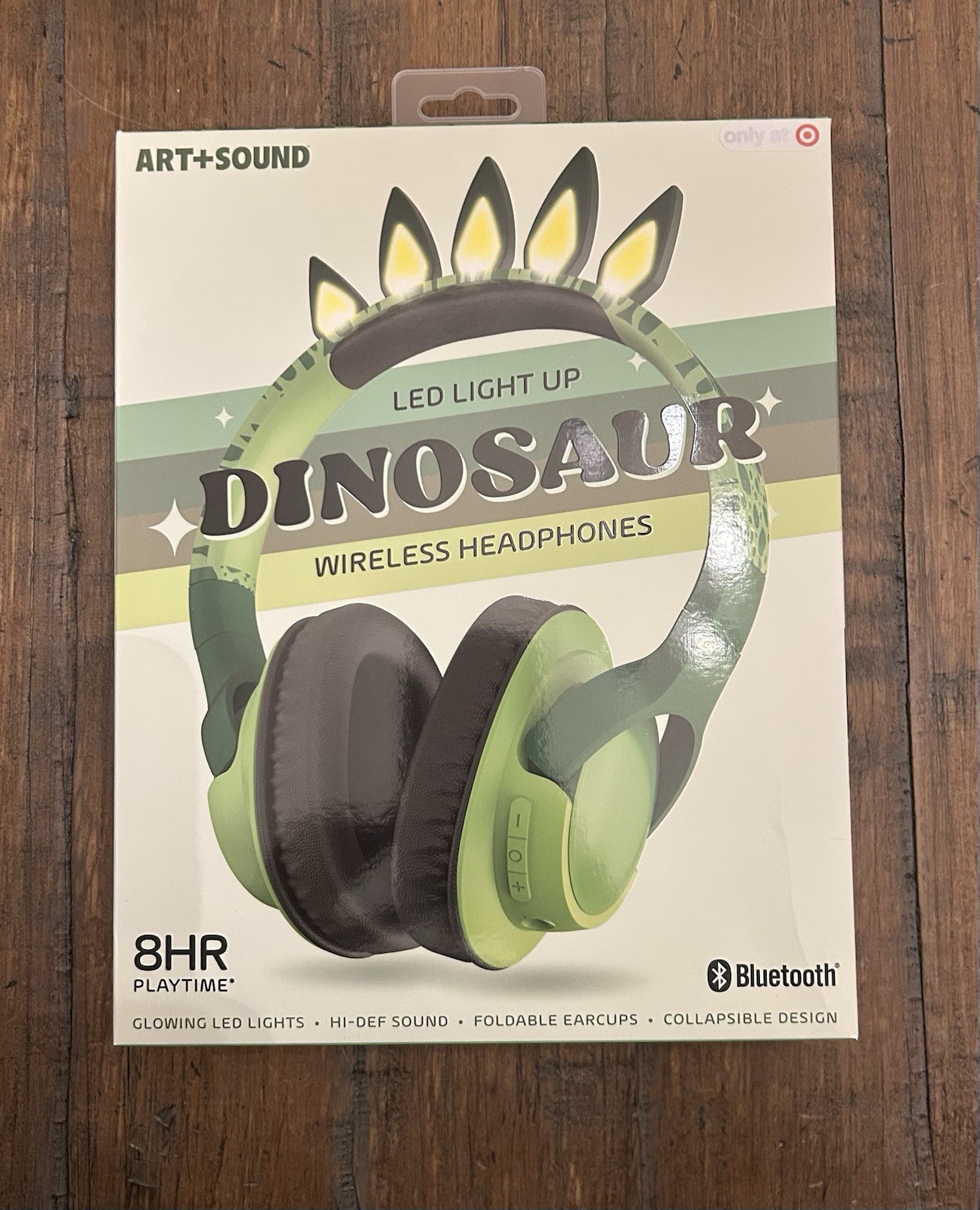 Art + Sound LED Light Up Dinosaur Wireless Headphones