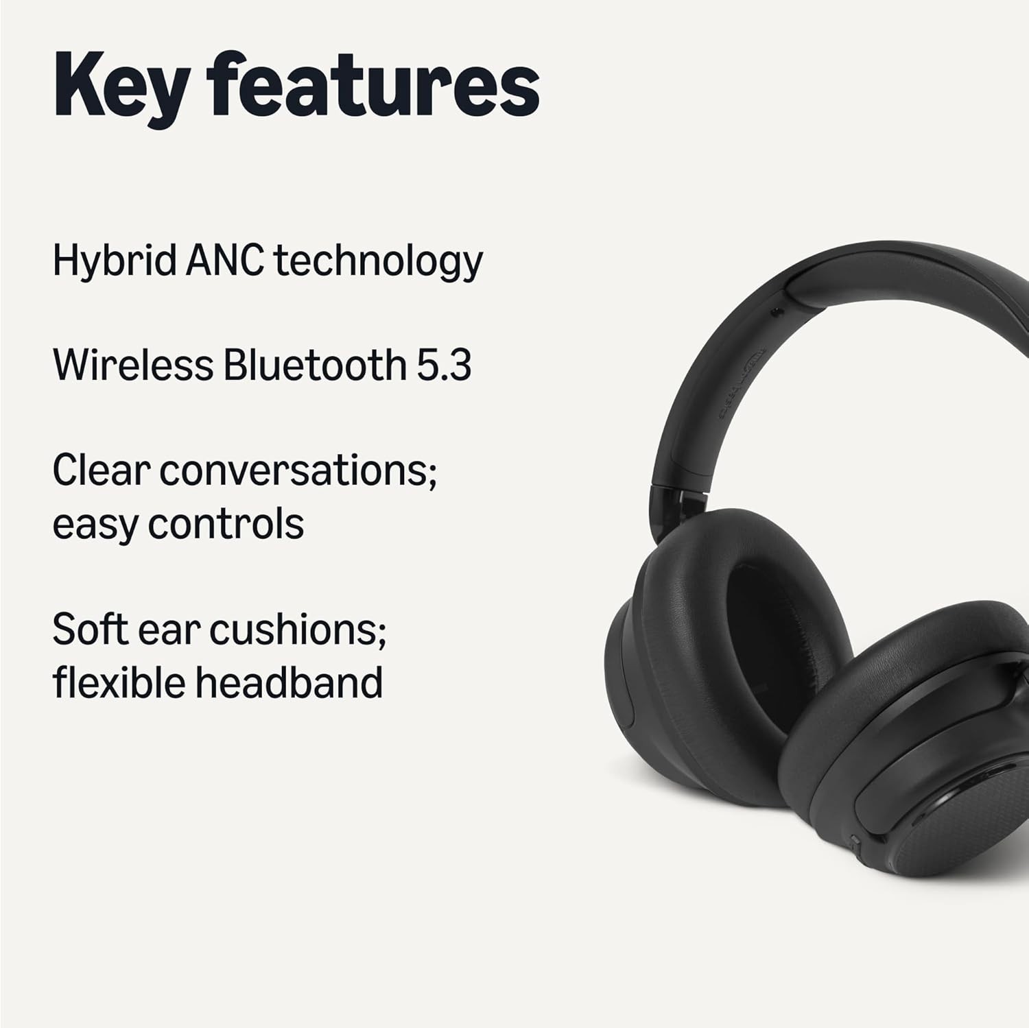 Basics Hybrid Active Noise Cancelling Headphones, 35 Hours Playtime with