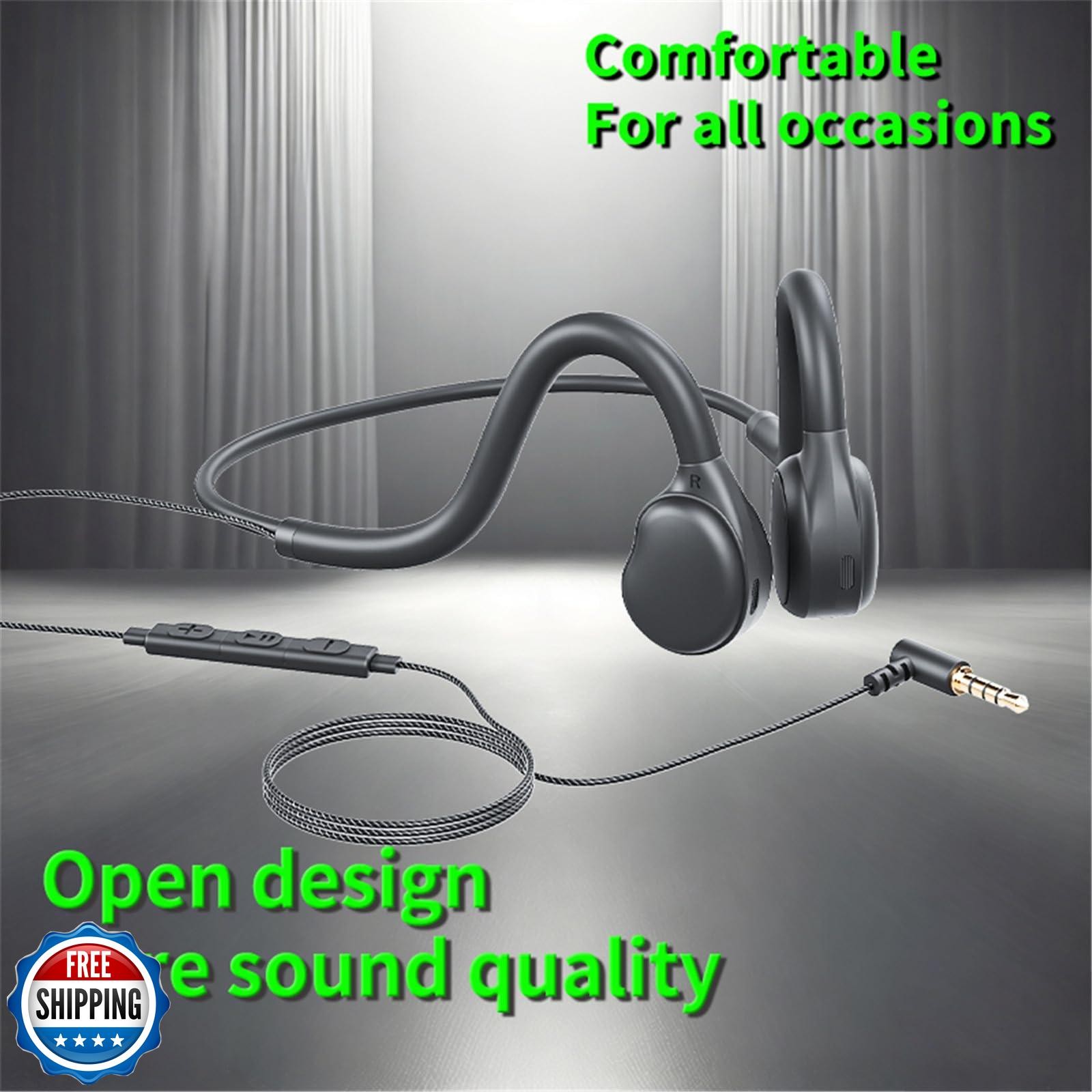 GZCRDZ Air Conduction Open Ear Headphones,3.5MM Wired Headphones and Built-in