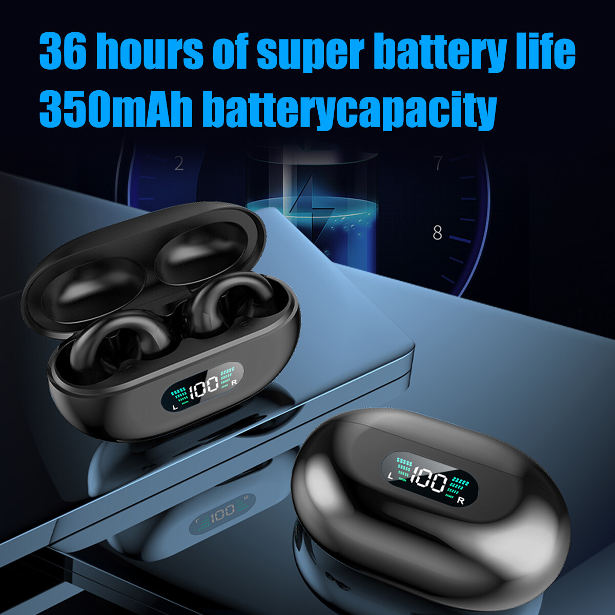 Wireless Bluetooth 5.3 Earbuds Ear Clip Bone Conduction Headphones Sport Headset