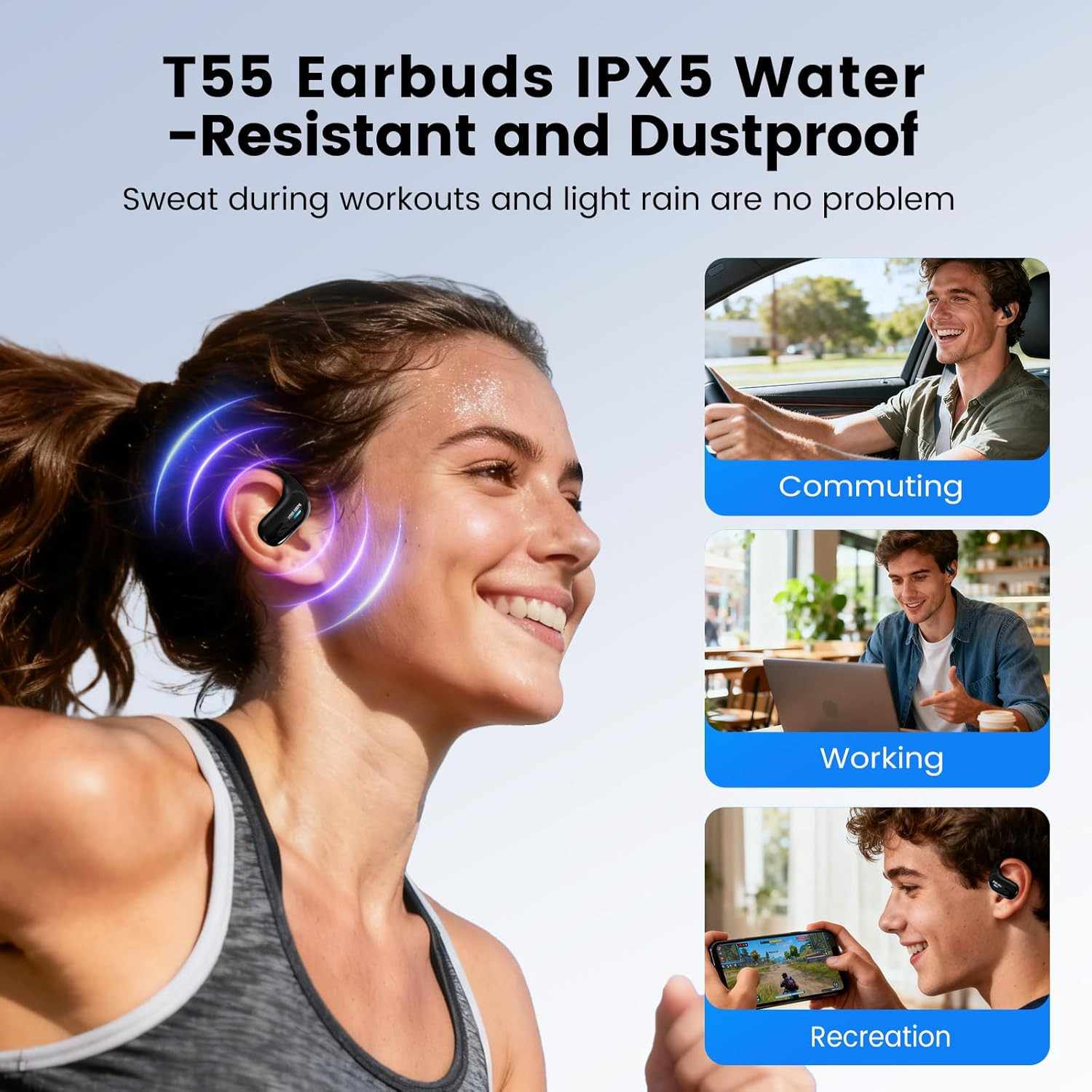 Open Ear Wireless Headphones Bluetooth 5.4 for Running & Workouts, over the Ear