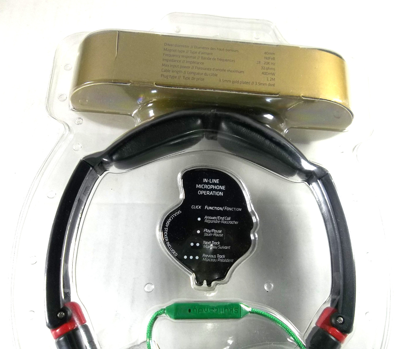Skullcandy Lowrider On Ear 40mm Headphones Rasta Edition – New