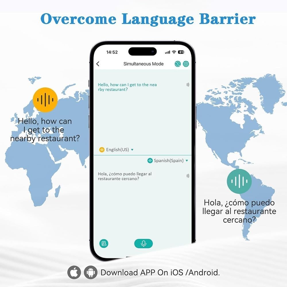 Real-Time Translator Earbuds – 144 Languages, Touch Control, Long Battery Life