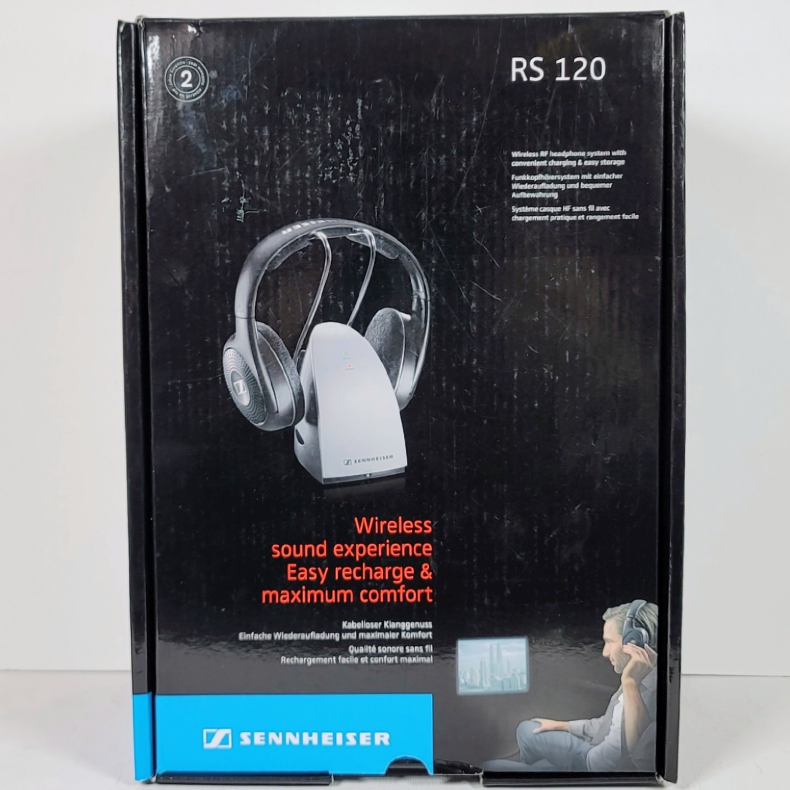 Sennheiser RS 120 Base & TR 120 Wireless Headphones TESTED WORKING