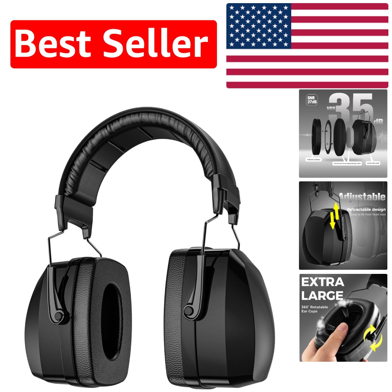 Extra Large Noise Cancelling Headphones | SNR 37dB | Ultimate Hearing Protection