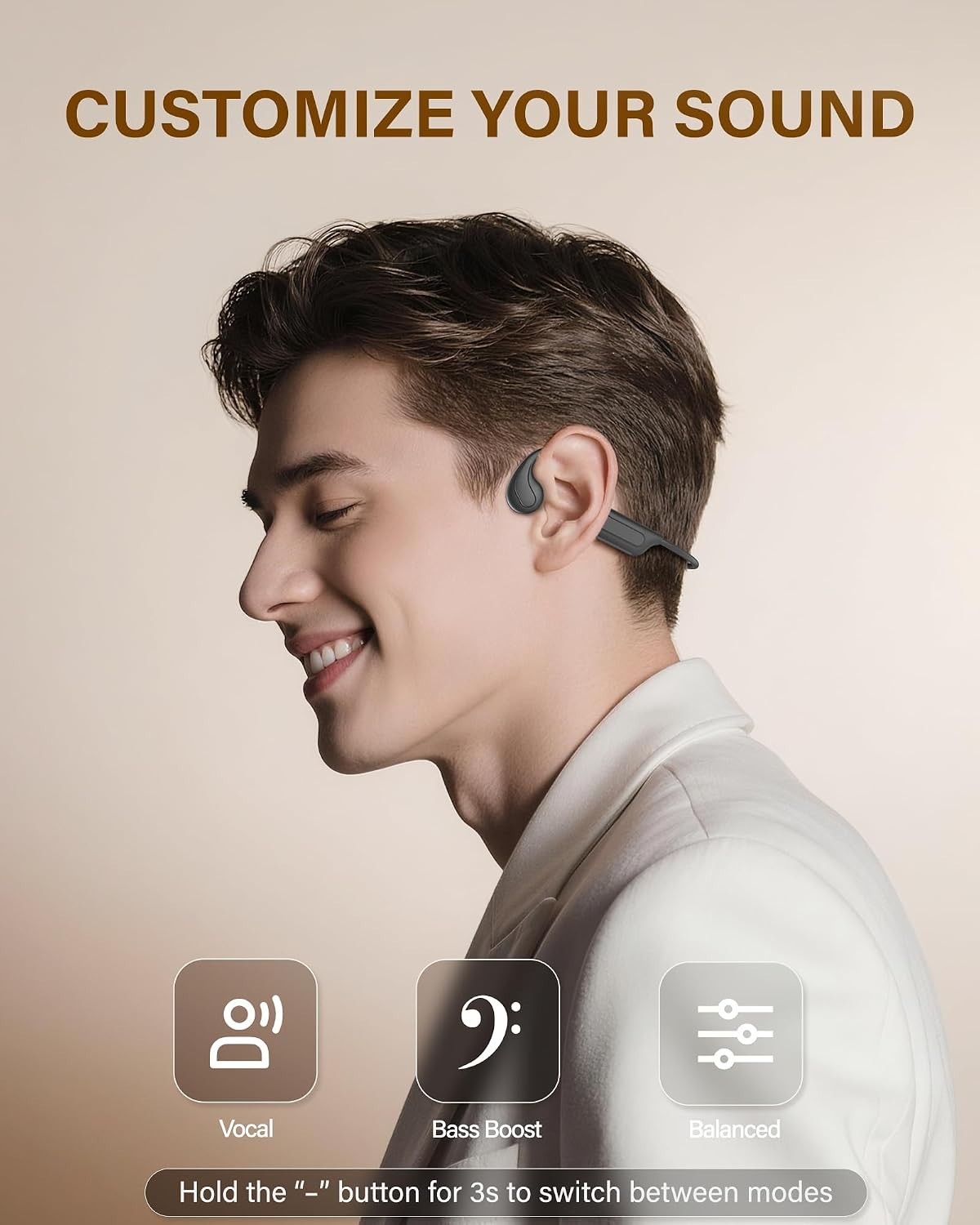 Bone Conduction Headphones Wireless Bluetooth 6.0 Open Ear Sports Earbuds Black