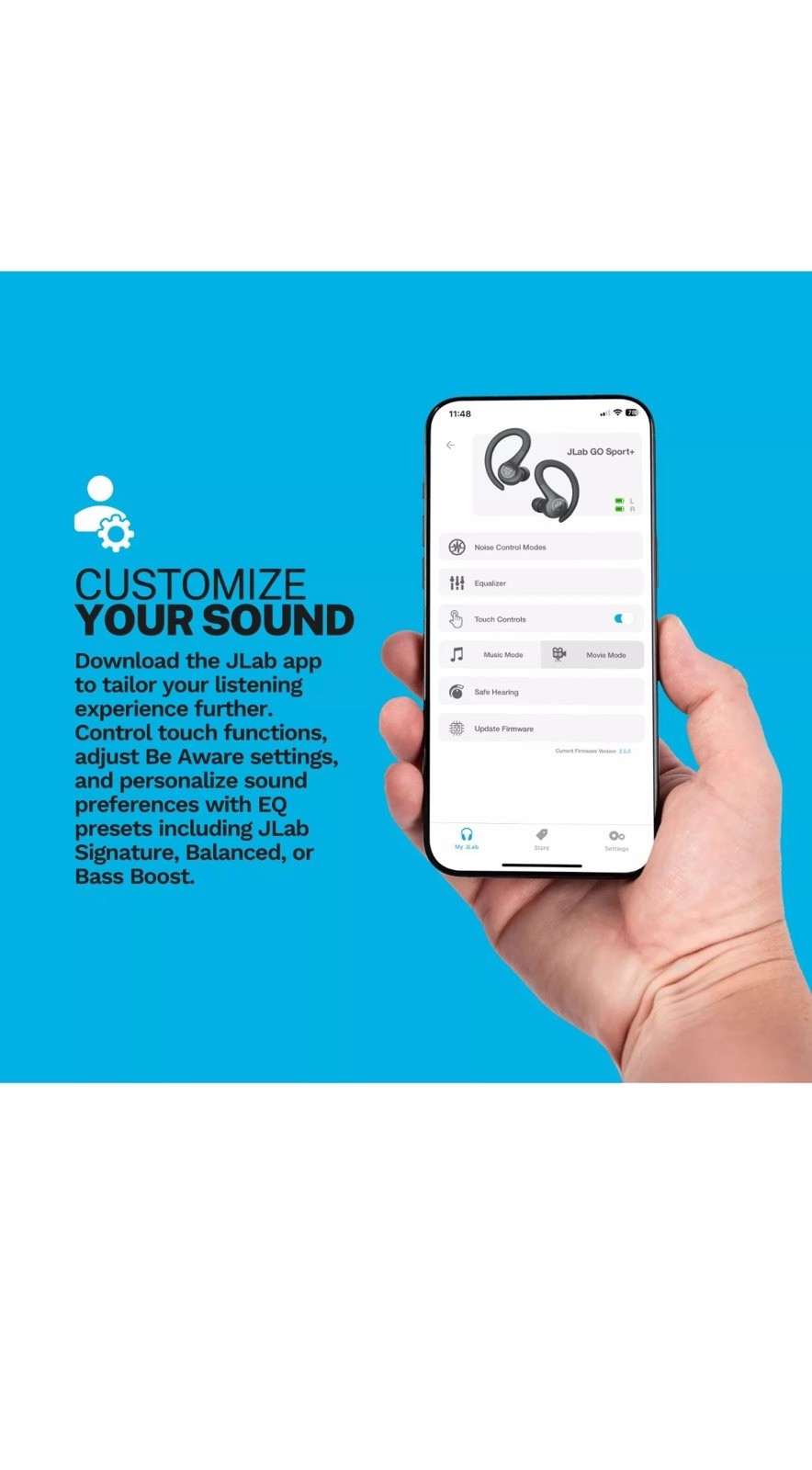 JLab GO Sport+ True Wireless Earbuds, Gym & Work Out Headphones, Bluetooth