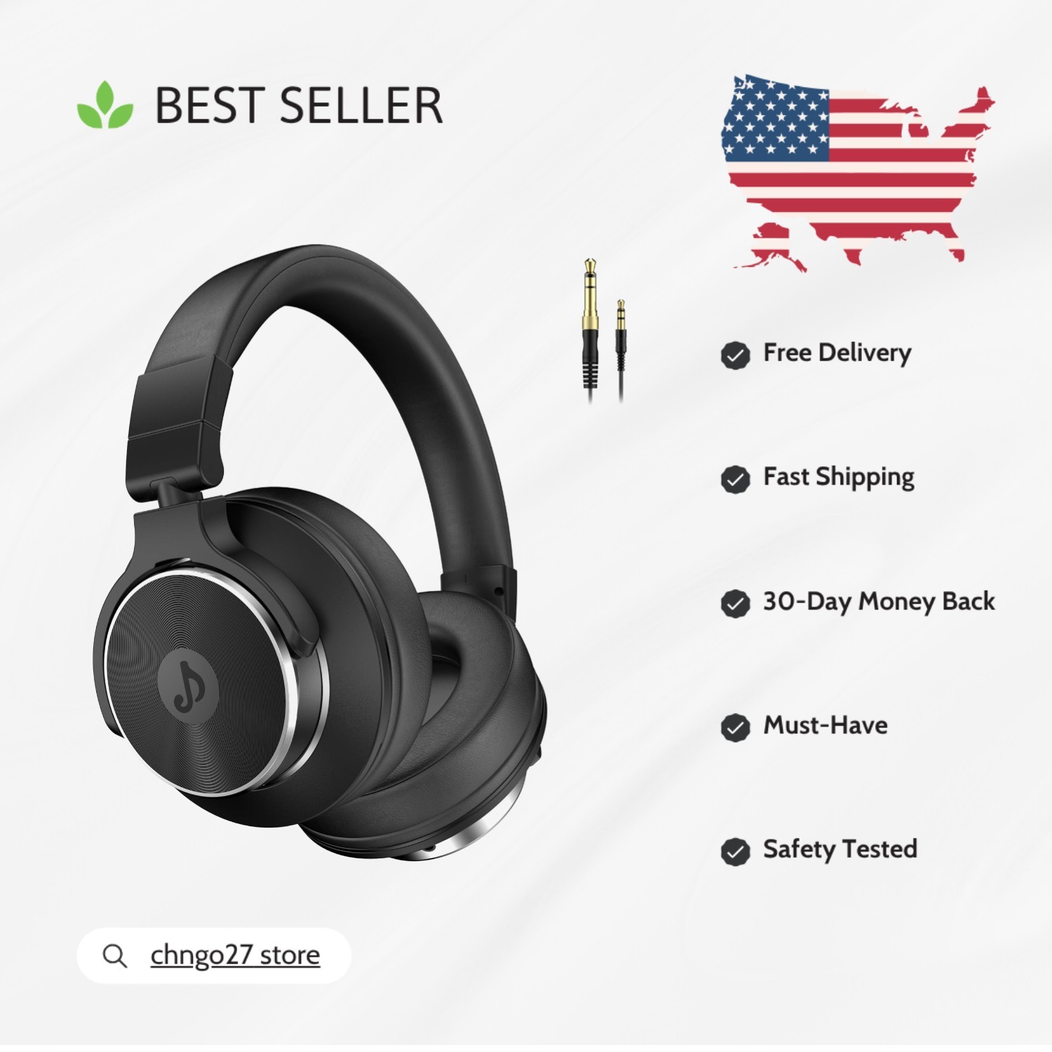 Lightweight Over-Ear Headphones with Detachable Cables – Perfect for Recording