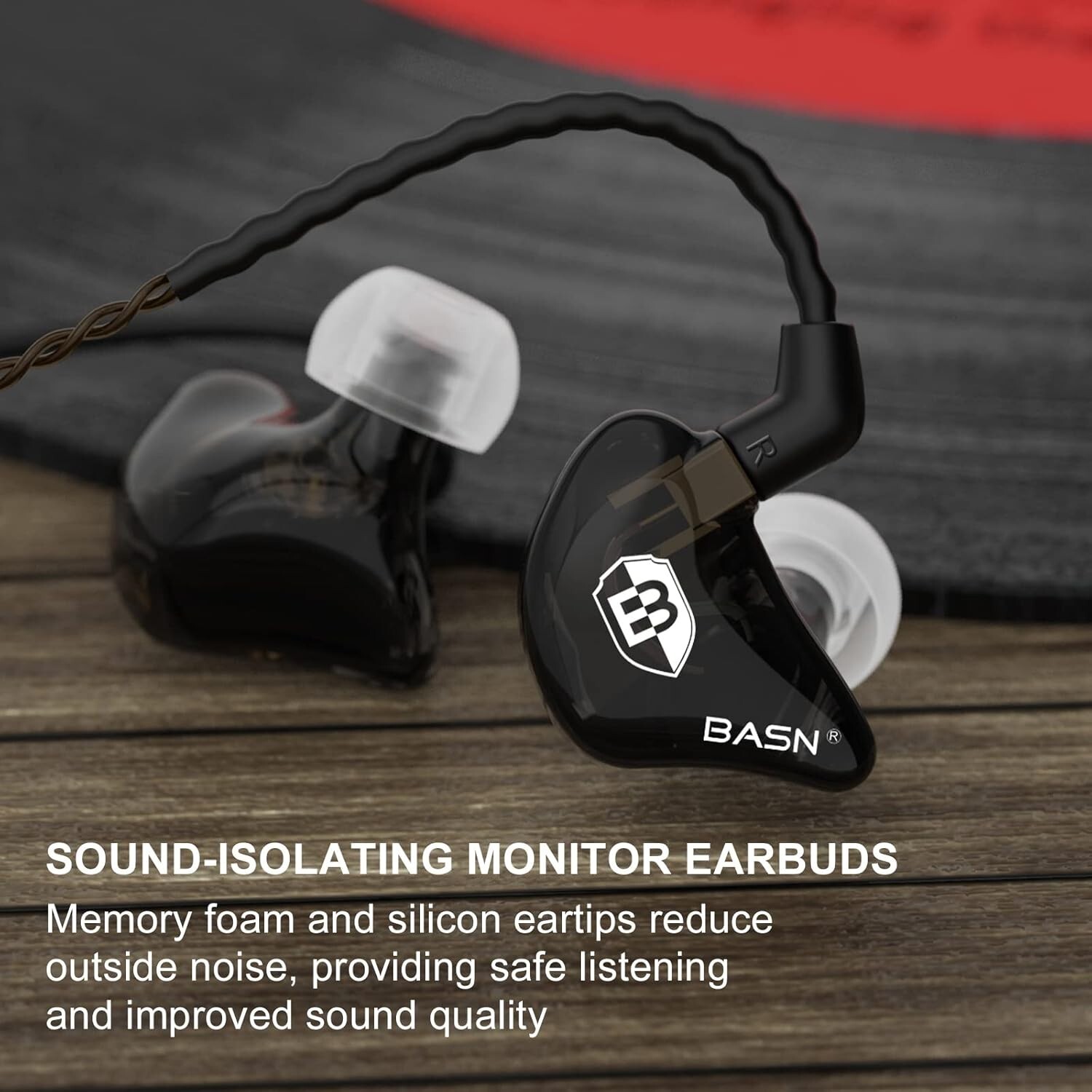Bsinger In-Ear Monitor Headphones: Pro Sound Isolation with Dual Drivers Black