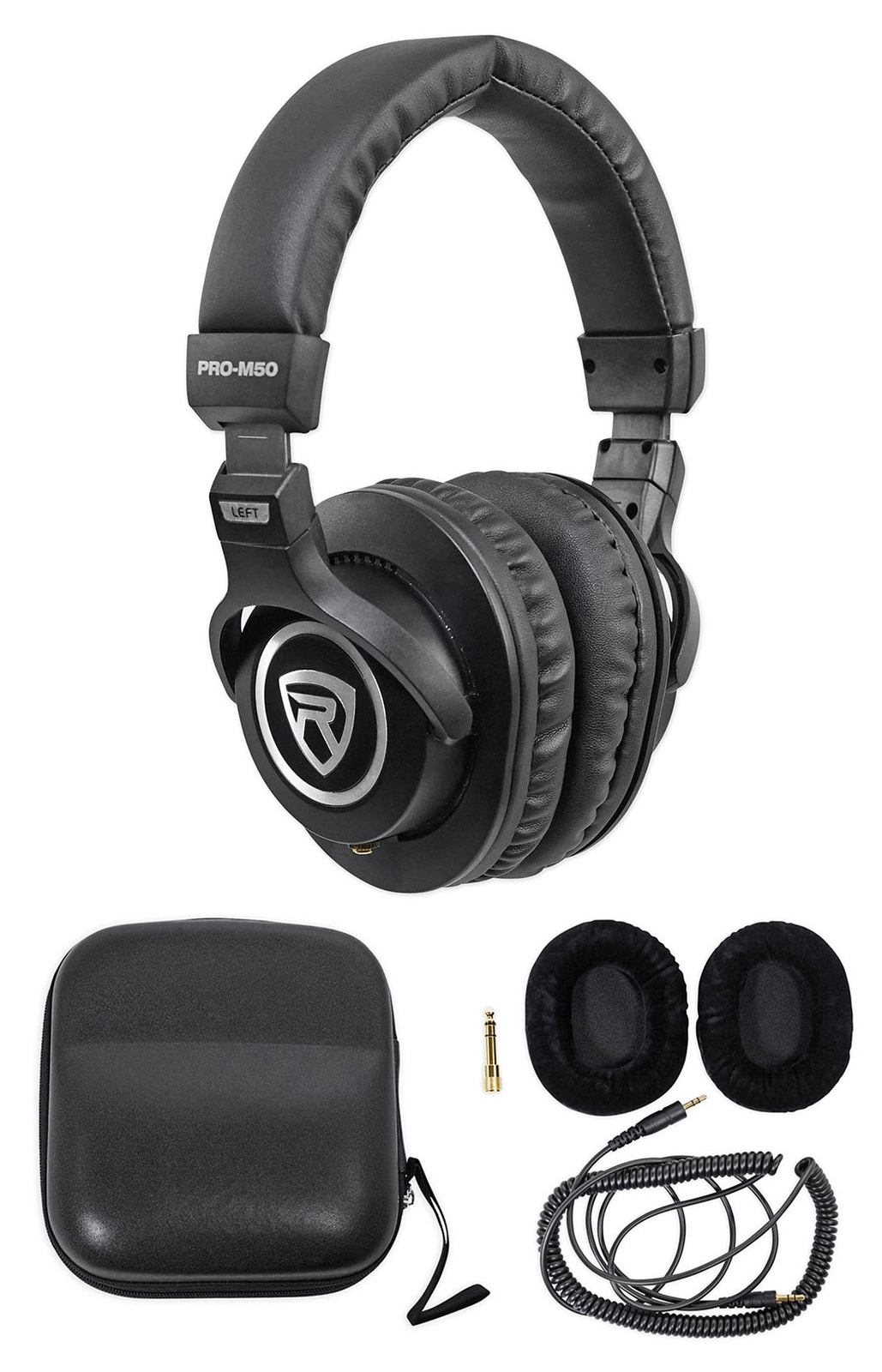 Rockville PRO-M50 Studio Stereo Headphones+Detachable Cable+Case+Extra Ear Pad