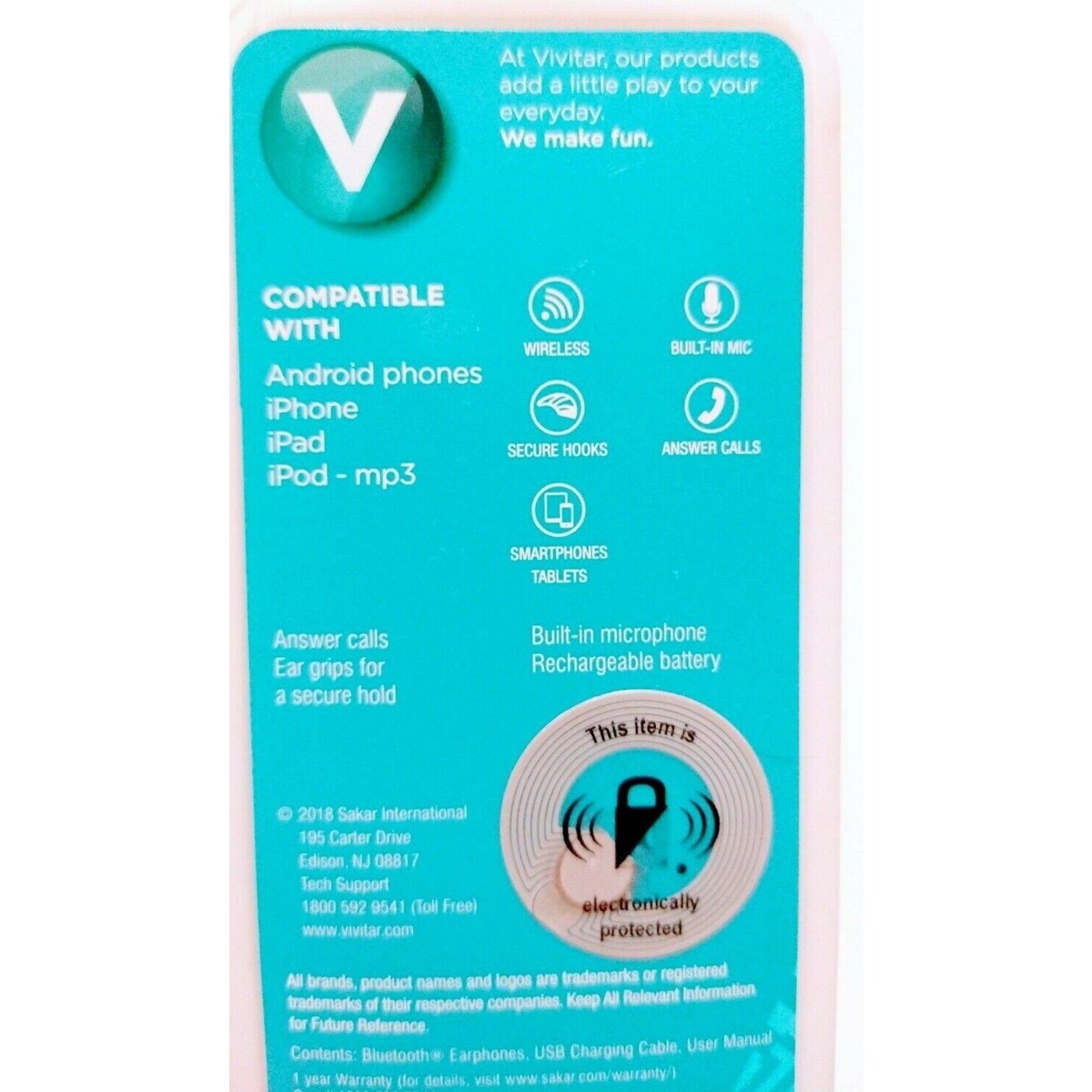 Vivitar Listen Up Bluetooth Wireless Earphones w/ Microphone & Call Answer