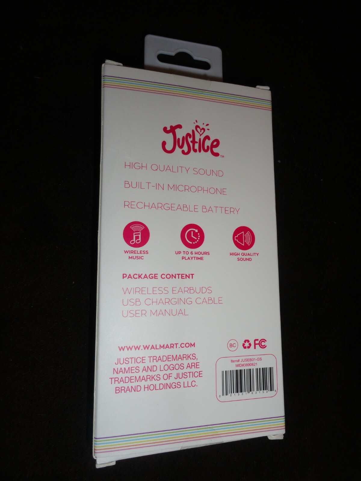 Justice Rainbow Wireless Earbuds Teenage Fashion Preteen Girls Women NEW NIP NIB