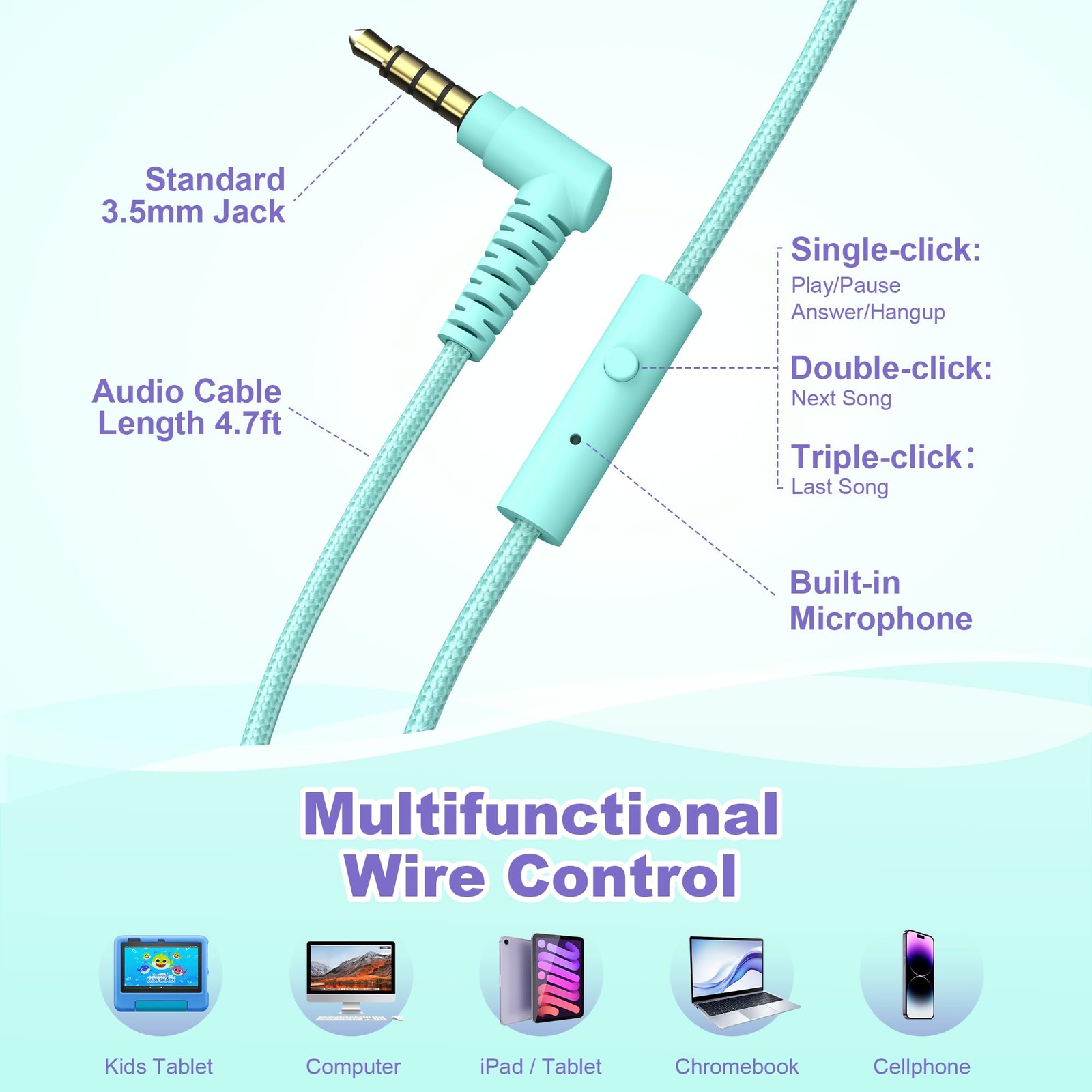 AILIHEN I35 Kid Headphones with Microphone Volume Limited Childrens Girls Boys