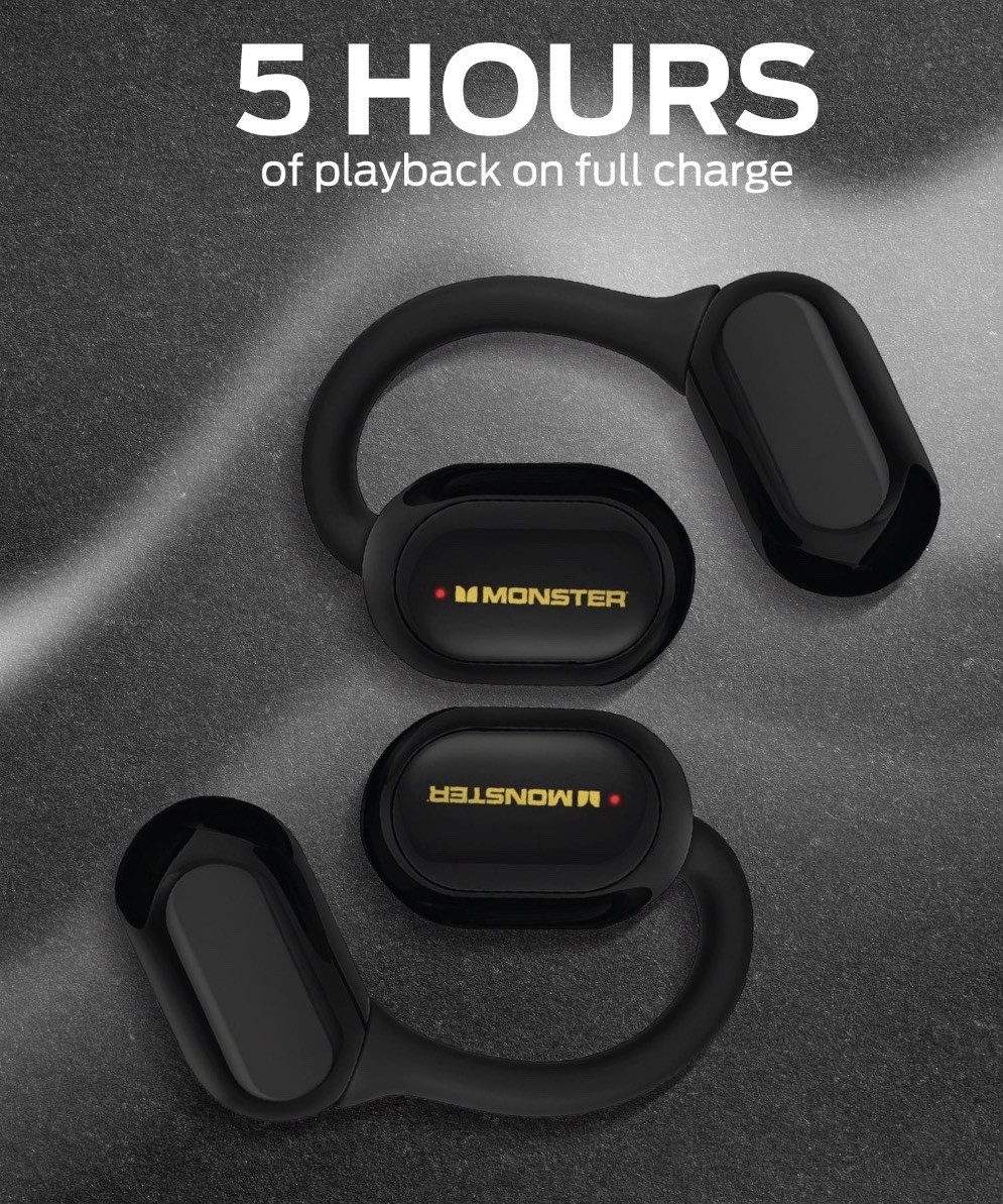Monster Open Flex Open Ear Wireless Earbuds, Around-Ear Secure Fit Bluetooth