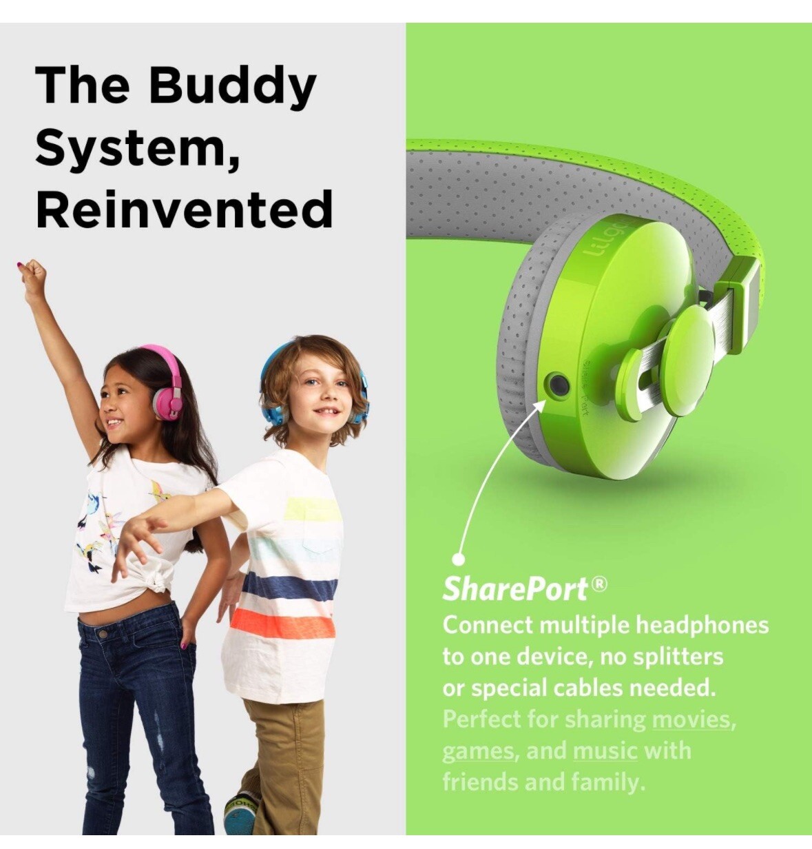 LilGadgets Untangled Pro Wireless Headphones Bluetooth Green for Kids NEW