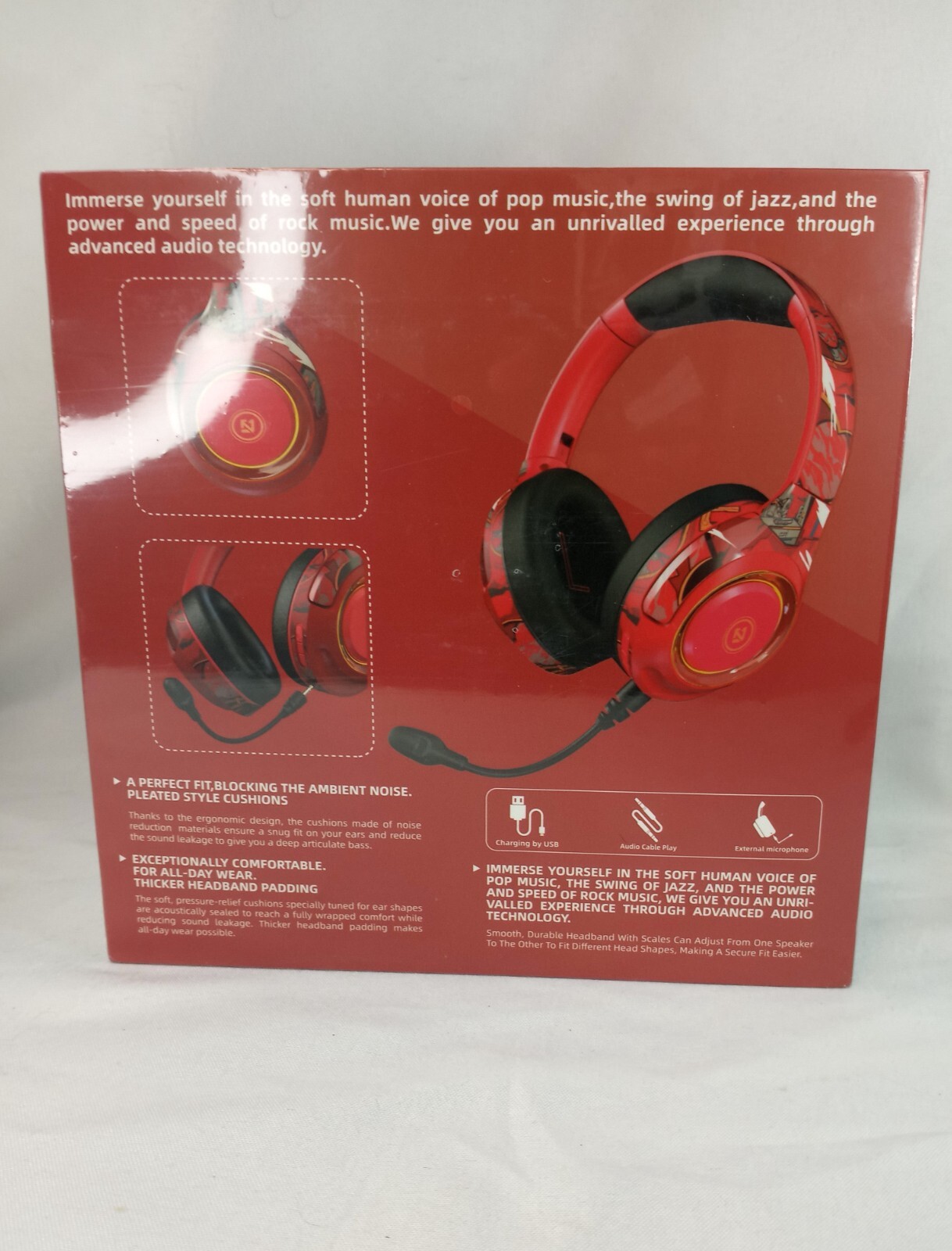 EL-A2 Stereo Wireless Headphones Red And Black Hand-Painting Wireless V5.1