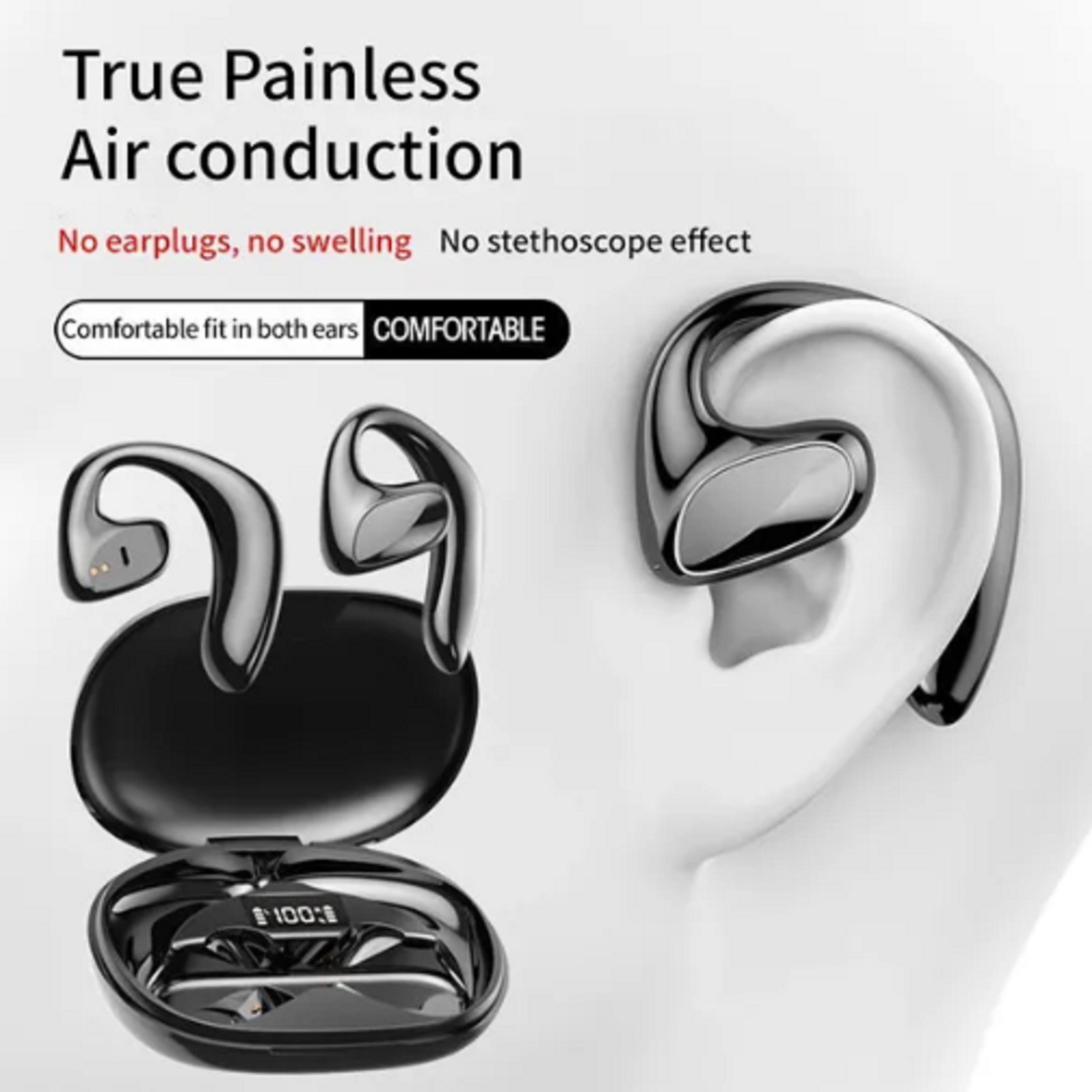 CUFFIE A CONDUZIONE OSSEA AURICOLARI SPORT BLUETOOTH 5.1 WIRELESS STEREO TWS