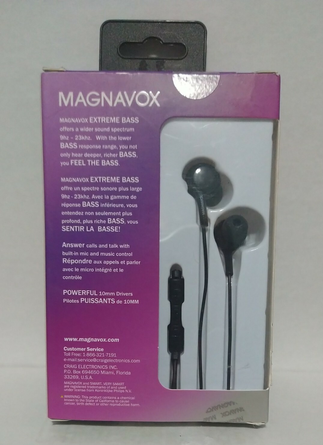 Magnavox MHP4857-BK Ear Buds with Microphone and Extreme Bass in Black