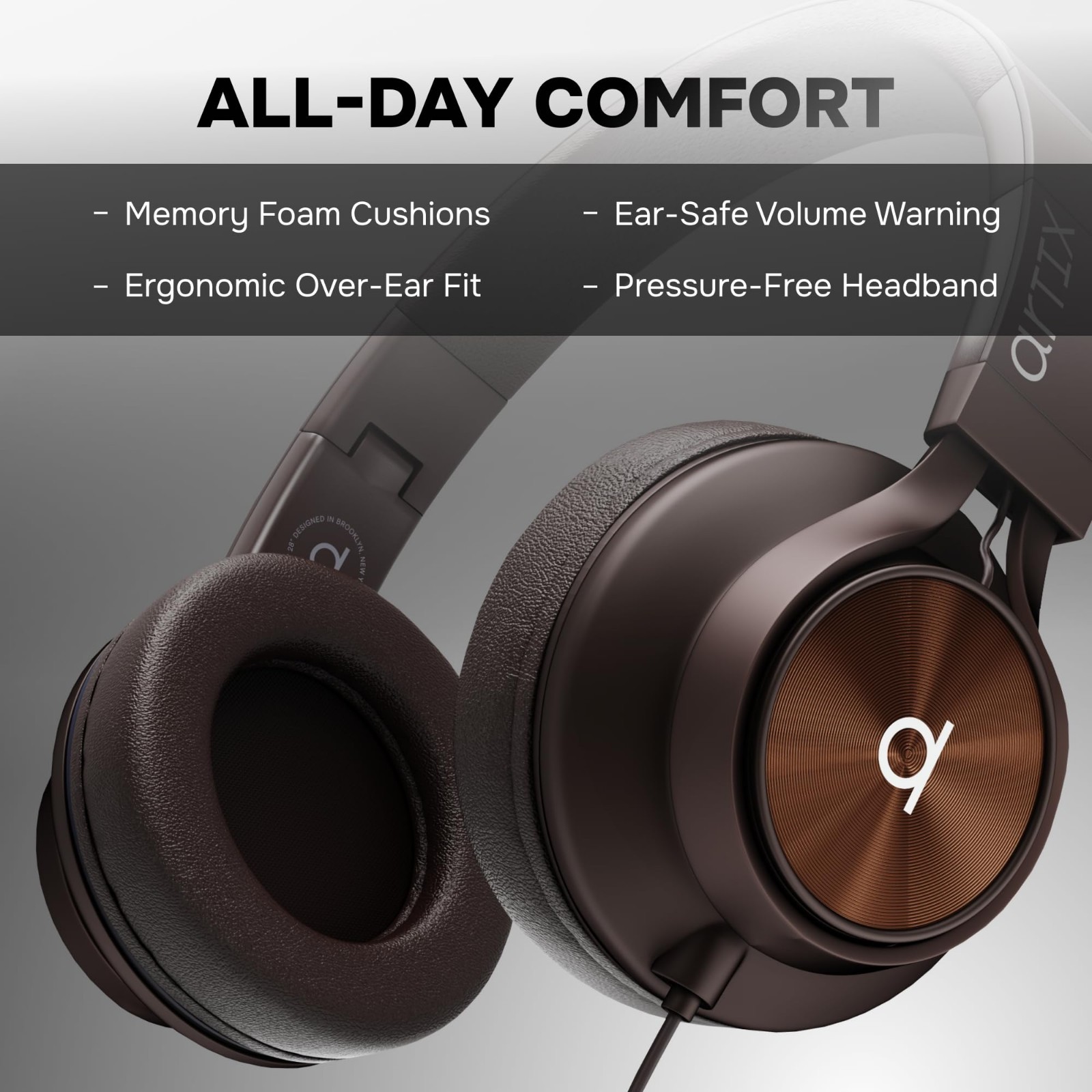 Wired Over-Ear Headphones with Mic & Volume Control for Adults & Kids – 3.5mm Ja