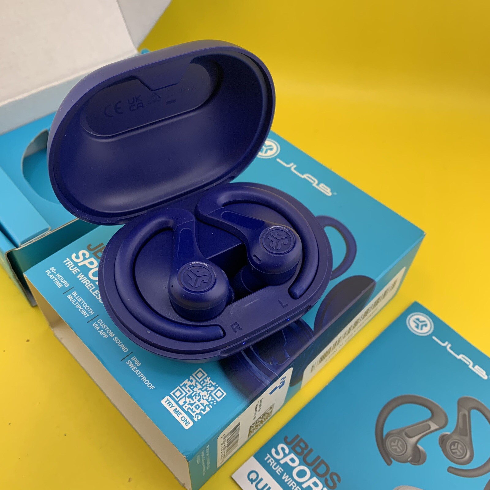 JLab JBuds Sport ANC 4 Bluetooth Earbuds, Sporthook, Fitness & Gym – Cobalt NIB