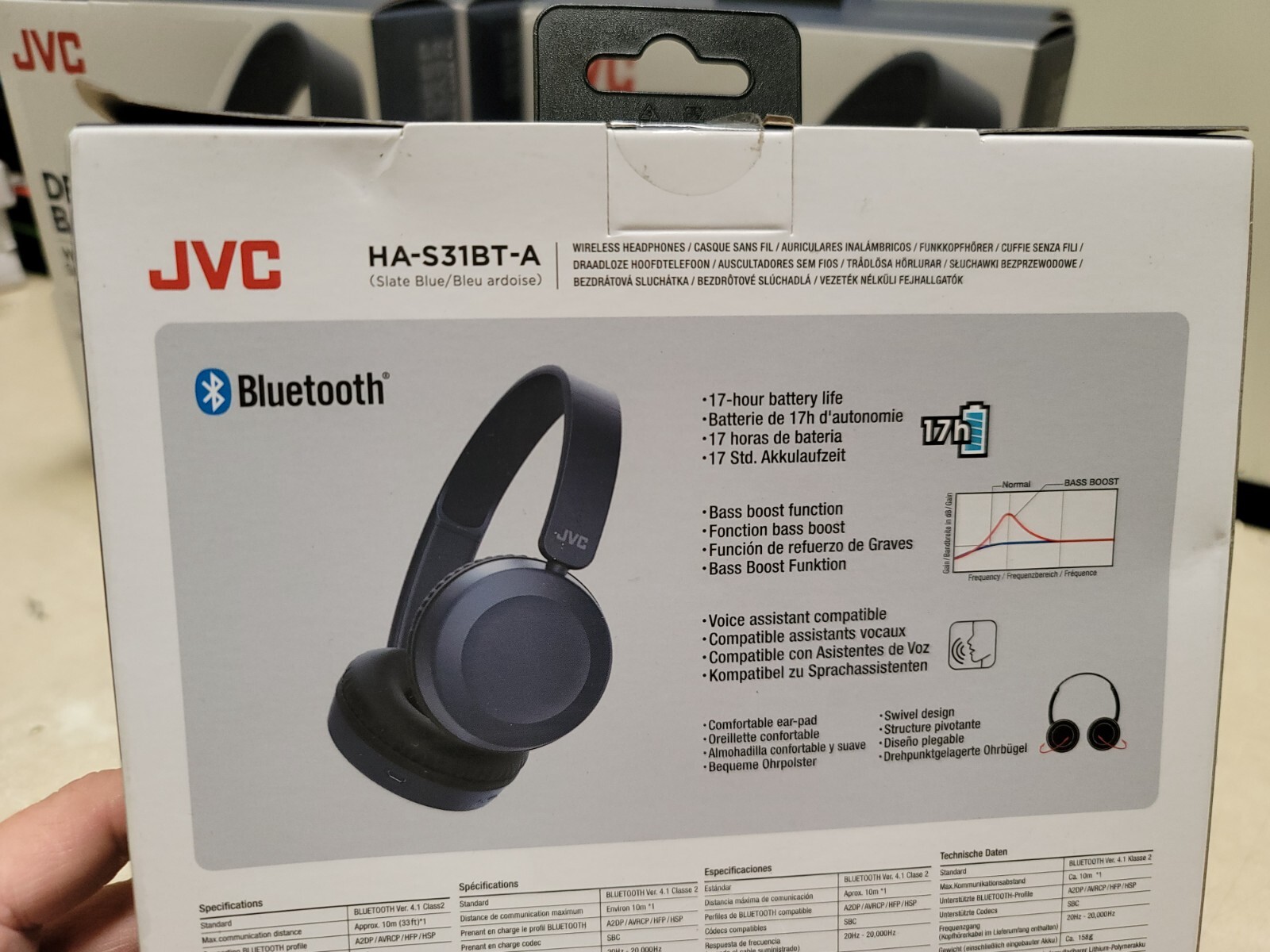Lot of 6 JVC HAS31BTA Foldable Headphones Bluetooth On Ear Mic Remote (Blue)