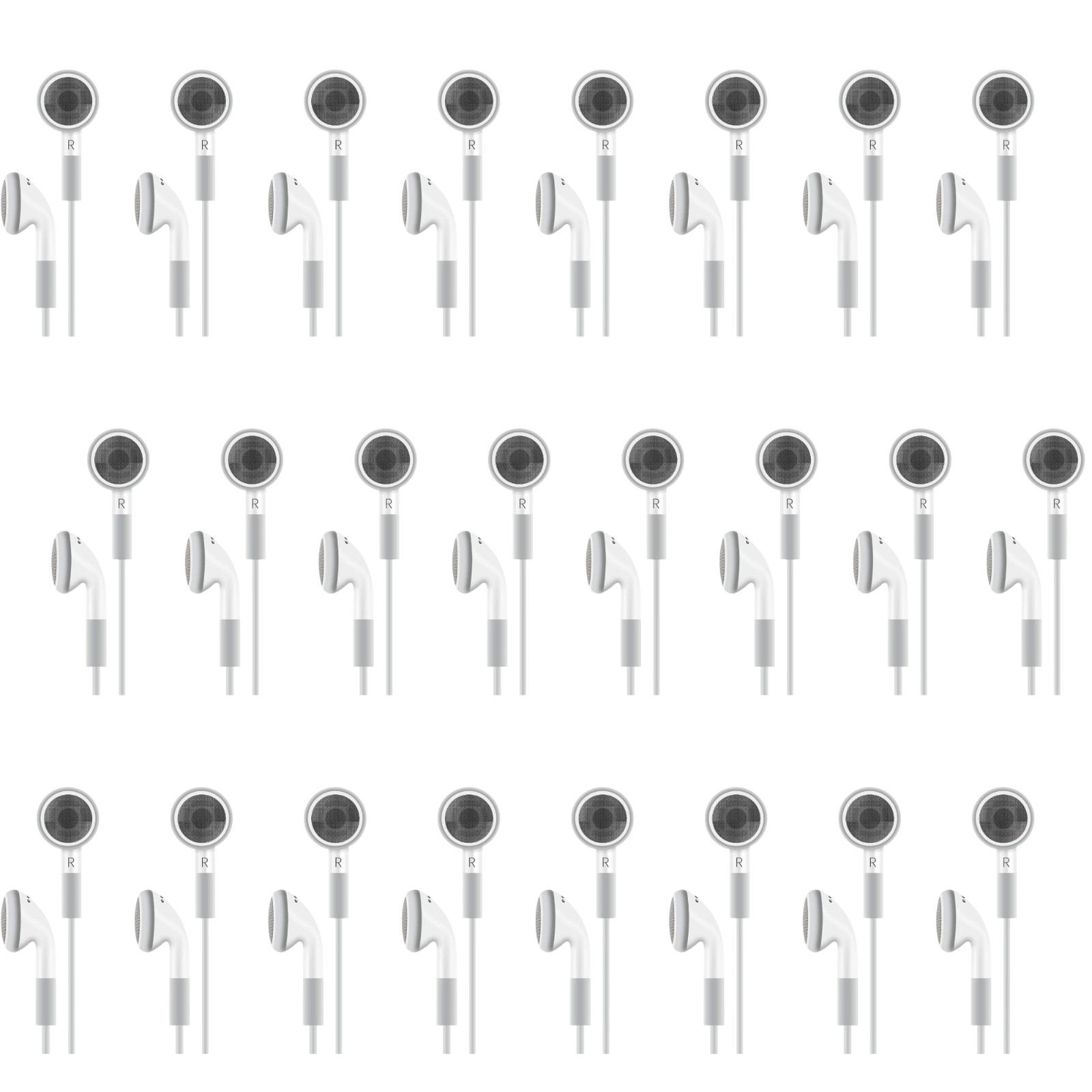 Wavesound White Wired Earbuds with 3.5mm Jack, No Mic and No Remote – 24 Pack