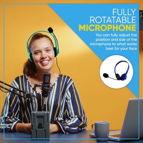 Wired On-Ear Headset with Boom Mic 3.5mm Black 1 Pack