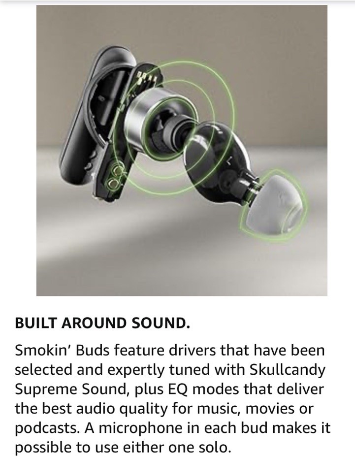 New Skullcandy Smokin’ Buds Wireless Earbuds Bluetooth Headphones Flame Red A9