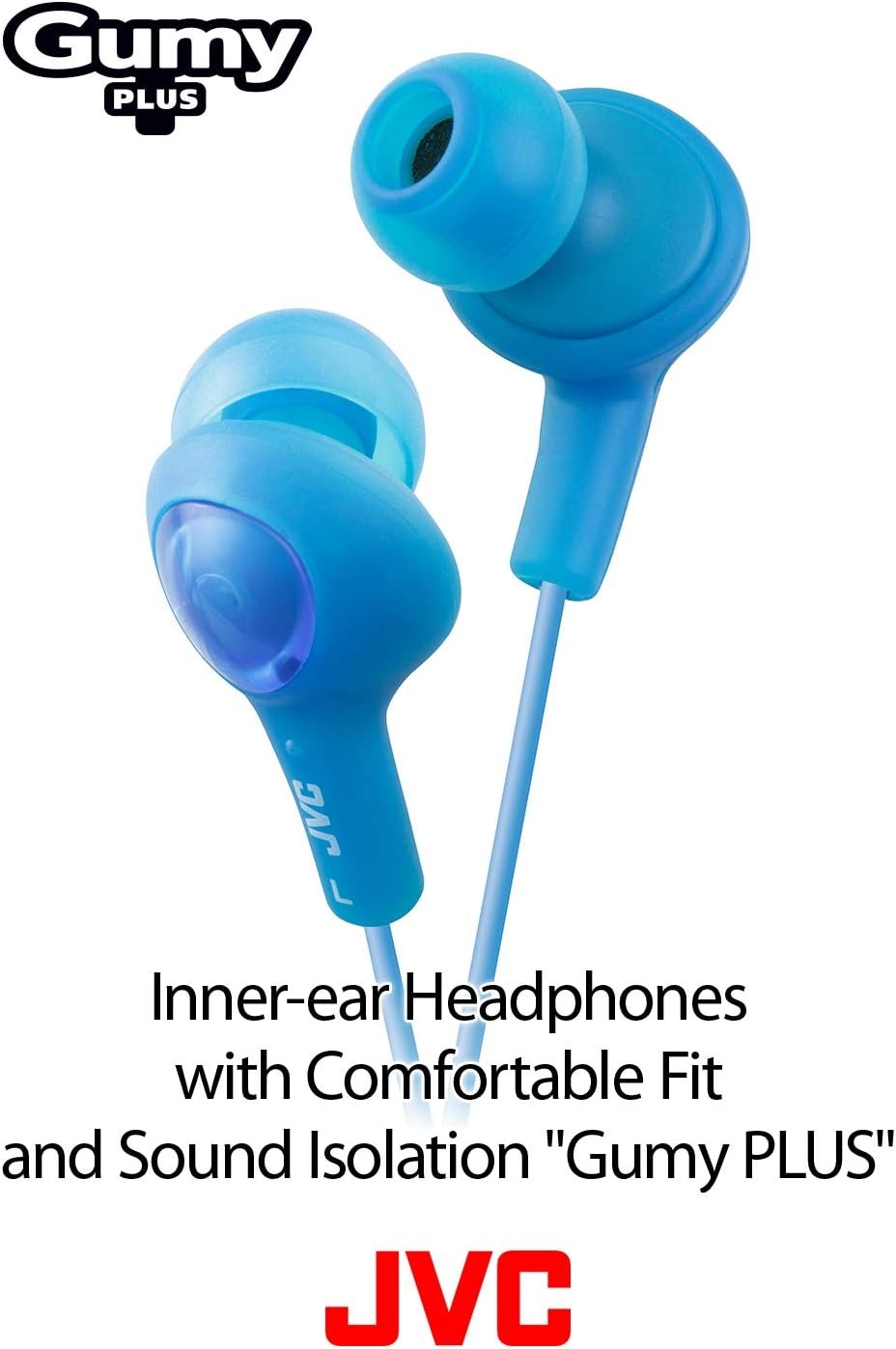 JVC HAFX5B Gumy Plus Inner Ear Headphones -Black Olive Black Standard Packaging