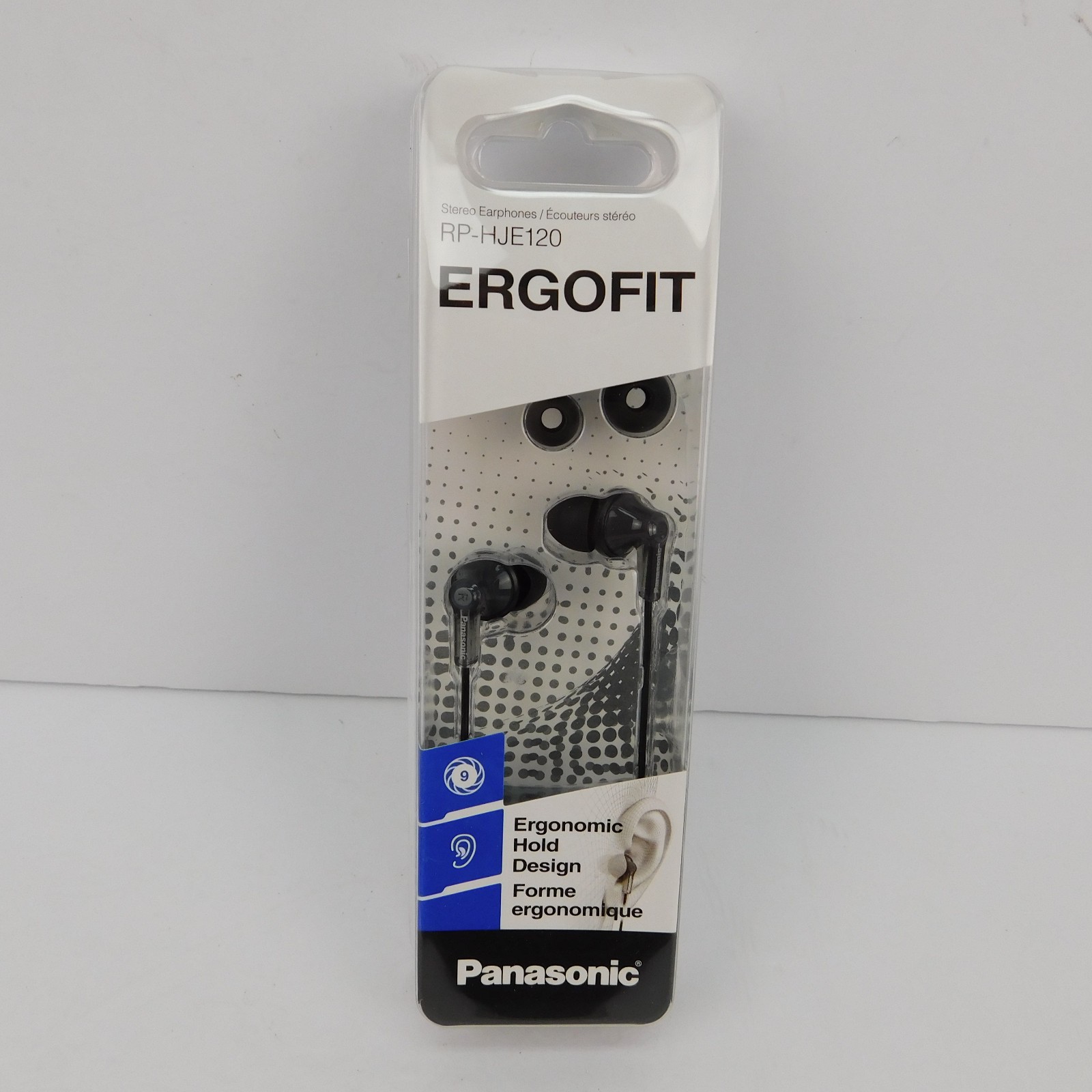 Panasonic RP-HJE120 ErgoFit Earbud Headphones Ergonomic Hold Design Black NEW